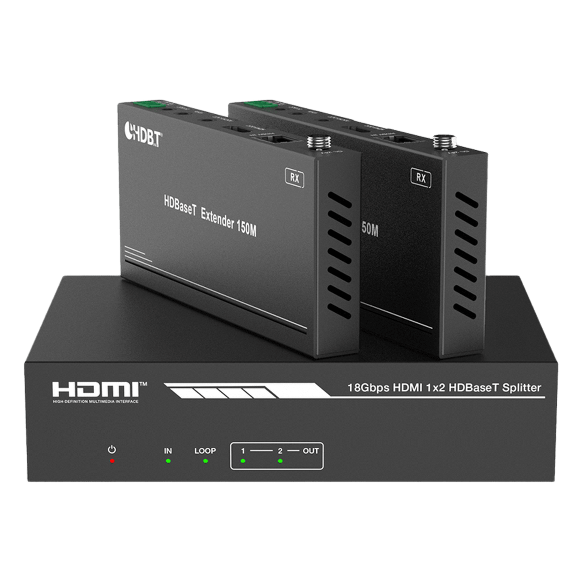 Splitter y Extensor HDMI / 1x2 / HDBaseT / 4K@60Hz 4:4:4 / 120 m (393.7 ft) / 1080p@150 m (492.1 ft) / PoC / Audio 7.1 Canales — EPCOM PROAUDIO · SKU EPP-SPB12H150