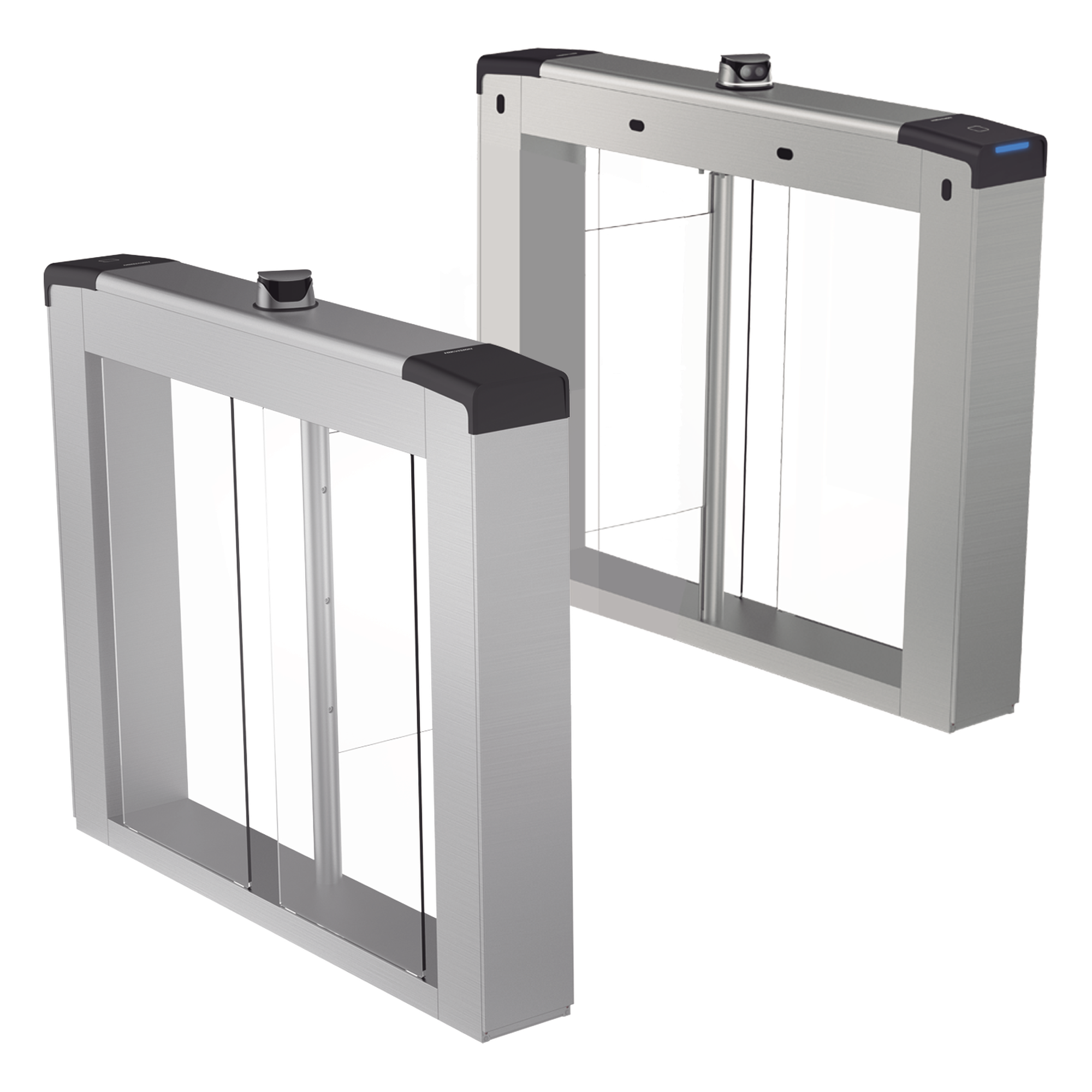 Kit de Torniquetes Swing (NO Incluye Aletas) / Reconocimiento Facial y Lectores de Tarjeta Incluidos / Bidireccional / 5,000,000 MCBF / 4 Pares de dToF / Carriles Seleccionables de 65 o 90 cms (aletas de acrilico no incluidas)