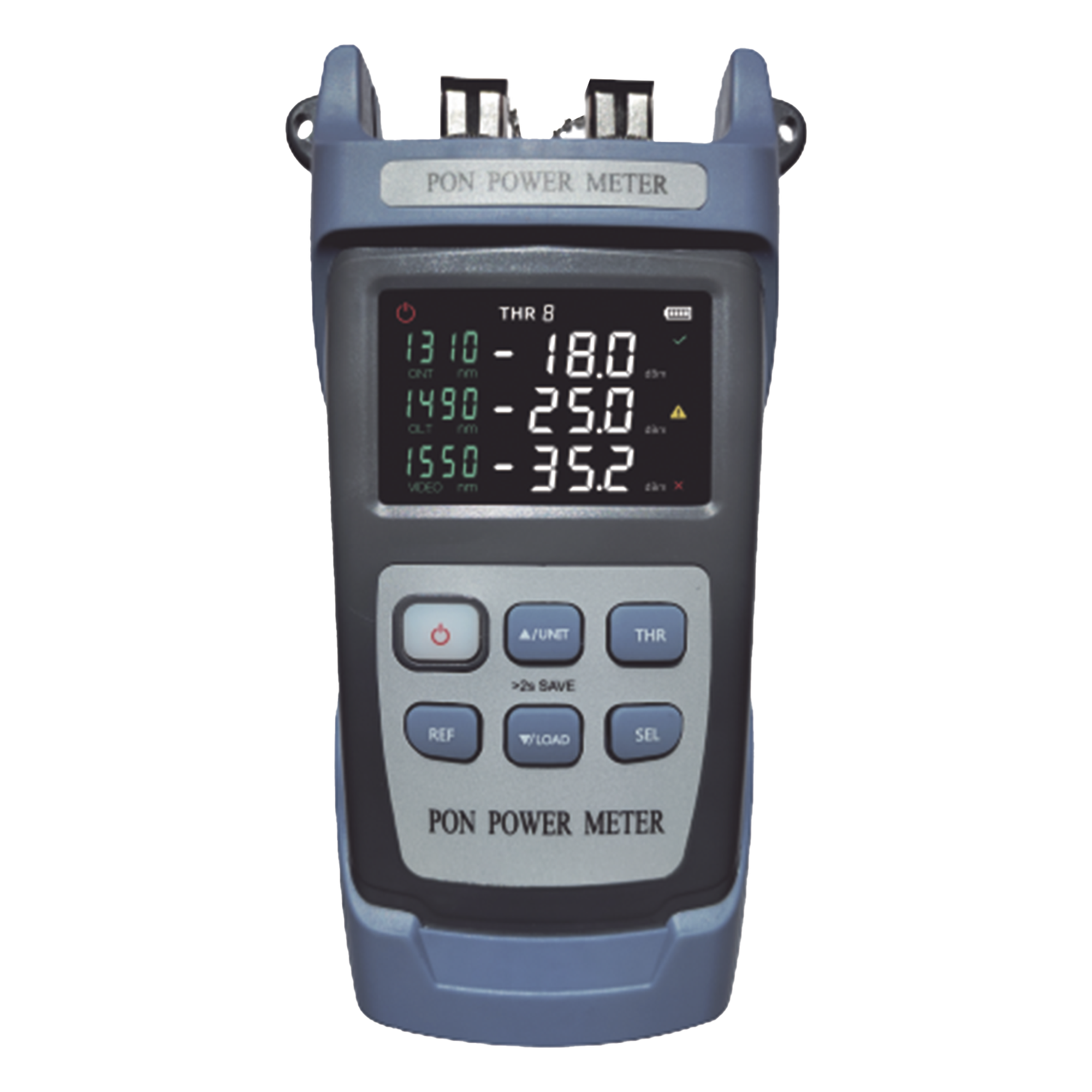 Medidor de Potencia Óptica / 3 Longitudes de Onda: 1310nm, 1490nm, 1550nm / Rango -40 a 25dBm / Detector InGaAs / 150g / 7.4 x 3.9 x 2.0 pulgadas — LINKEDPRO BY EPCOM · SKU LP-P-OPM