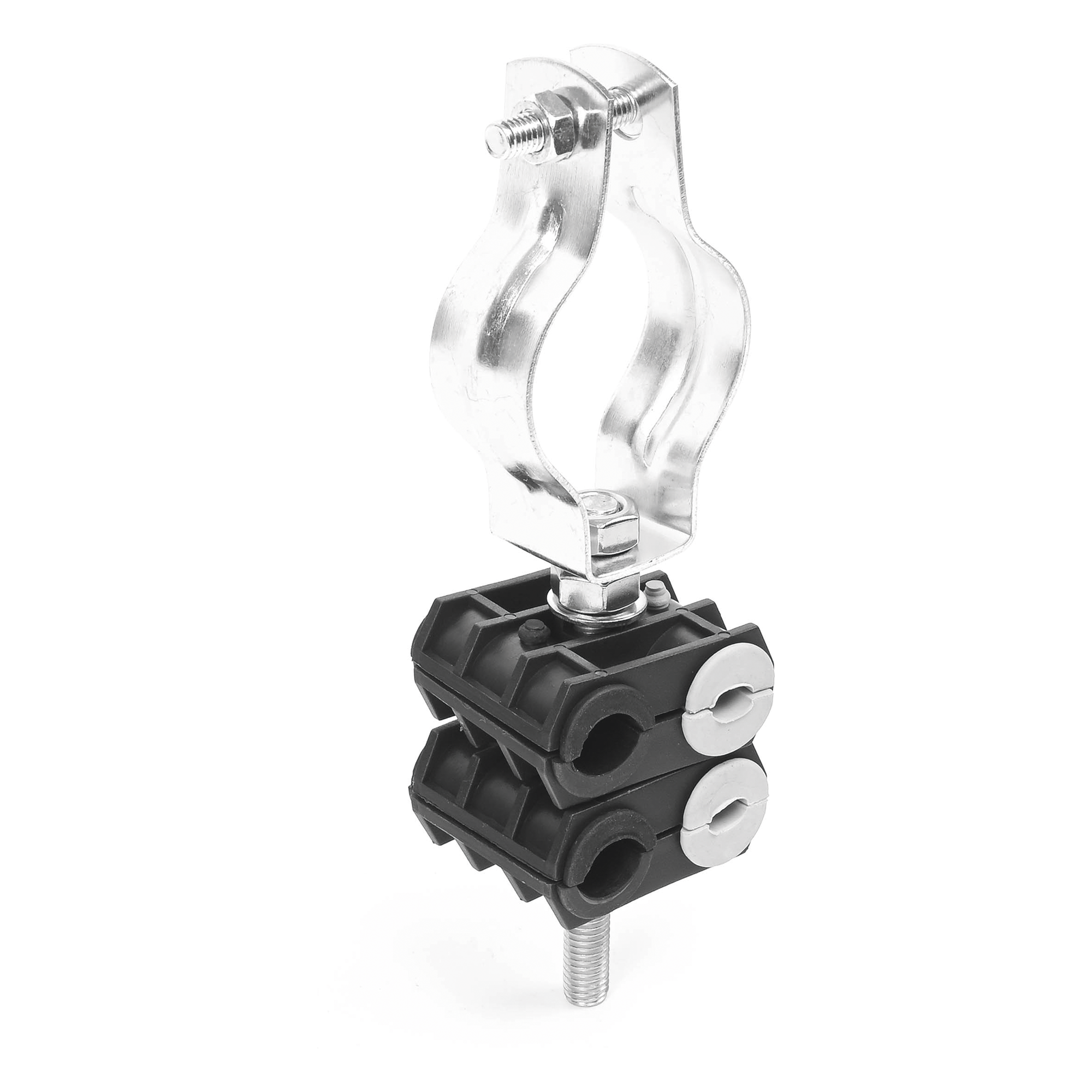 Sujetador de Cable para Torre / 4 Cables 6 a 8 mm / Abrazadera 1 1/4 in (32 mm) / Plástico Resistente / Kit con Hardware