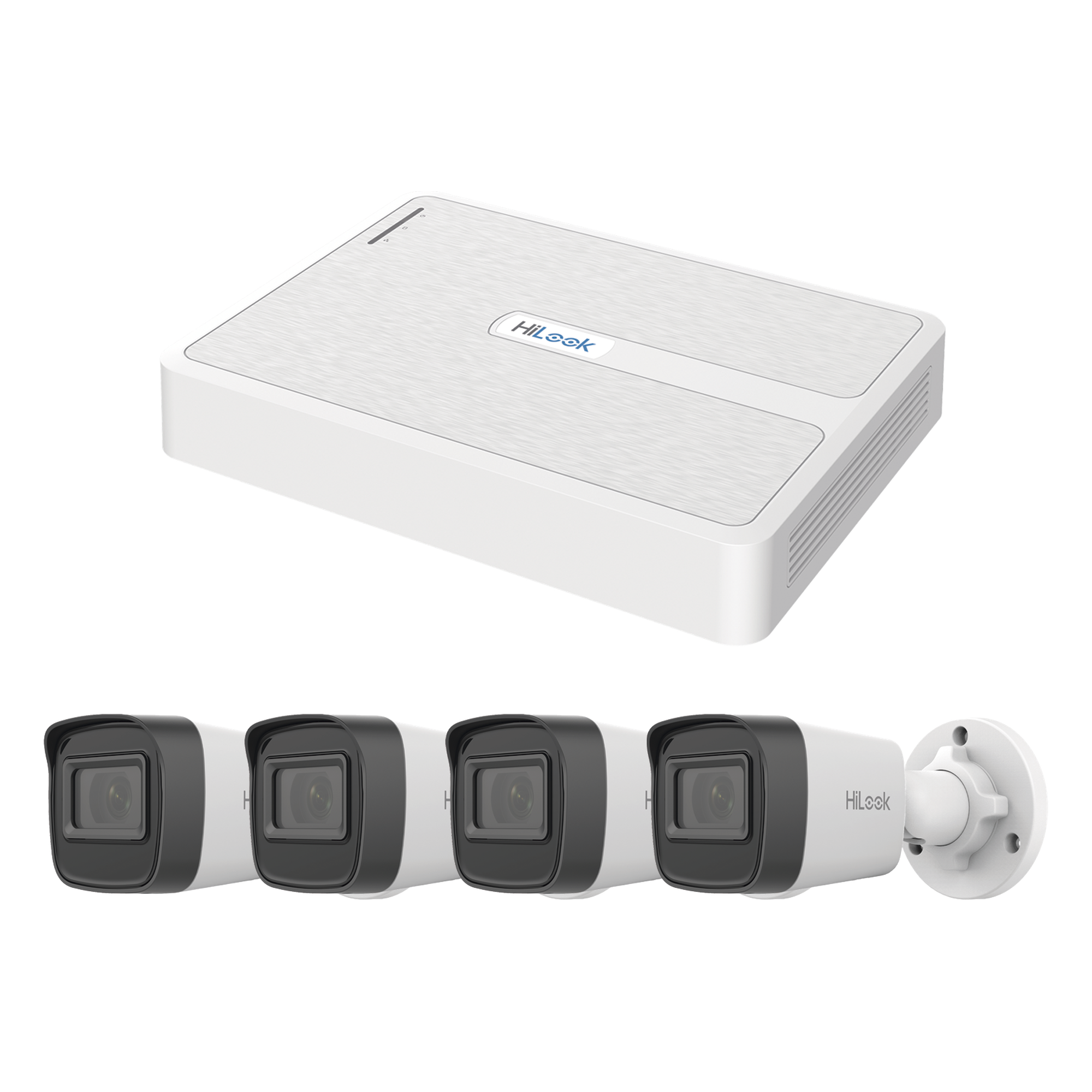 Kit de Videovigilancia IP / 2 Megapixel / NVR 8 Canales con 8 Puertos PoE+ / 4 Cámaras Bala para Exterior / IR 30 m (98.4 ft) / Compresión H.265+ — HiLook by HIKVISION · SKU KIPH4B/2MP