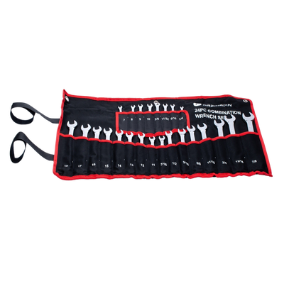 Juego de Llaves Combinadas / 24 Piezas / Métricas e Imperiales / Acero Cromo-Vanadio / Estuche Nylon Enrollable