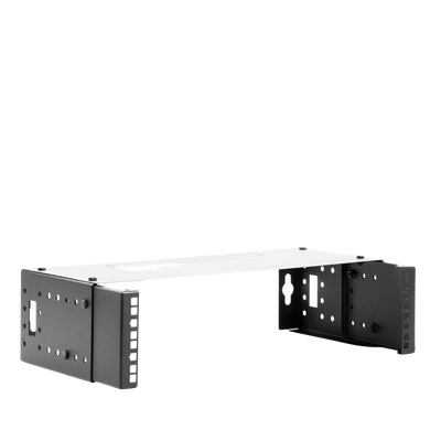Rack Abierto de montaje en Pared, de 19in,  Profundidad Ajustable (8" a 12") de 2.5  Unidades de rack, con Capacidad de Crecimiento.