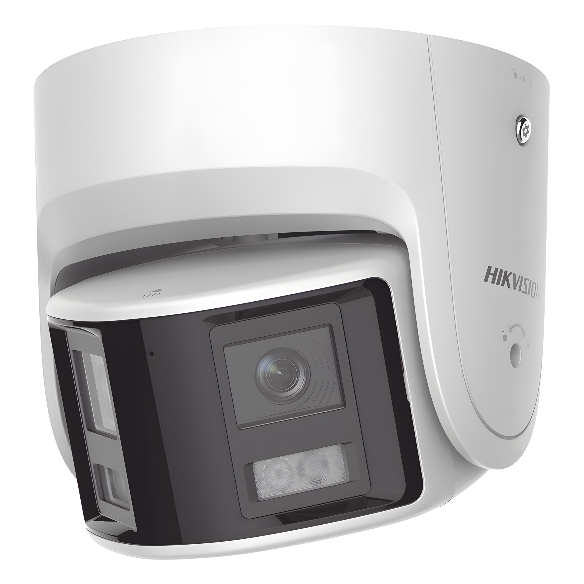 Cámara Turret IP Panorámica / 4 Megapixel / Dual Lente 2.8 mm / 180° / Color 24/7 / Luz Blanca 30 m (98.4 ft) / WDR 130 dB / IP67 / PoE — HIKVISION · SKU DS-2CD2347G2P-LSU/SL(C)