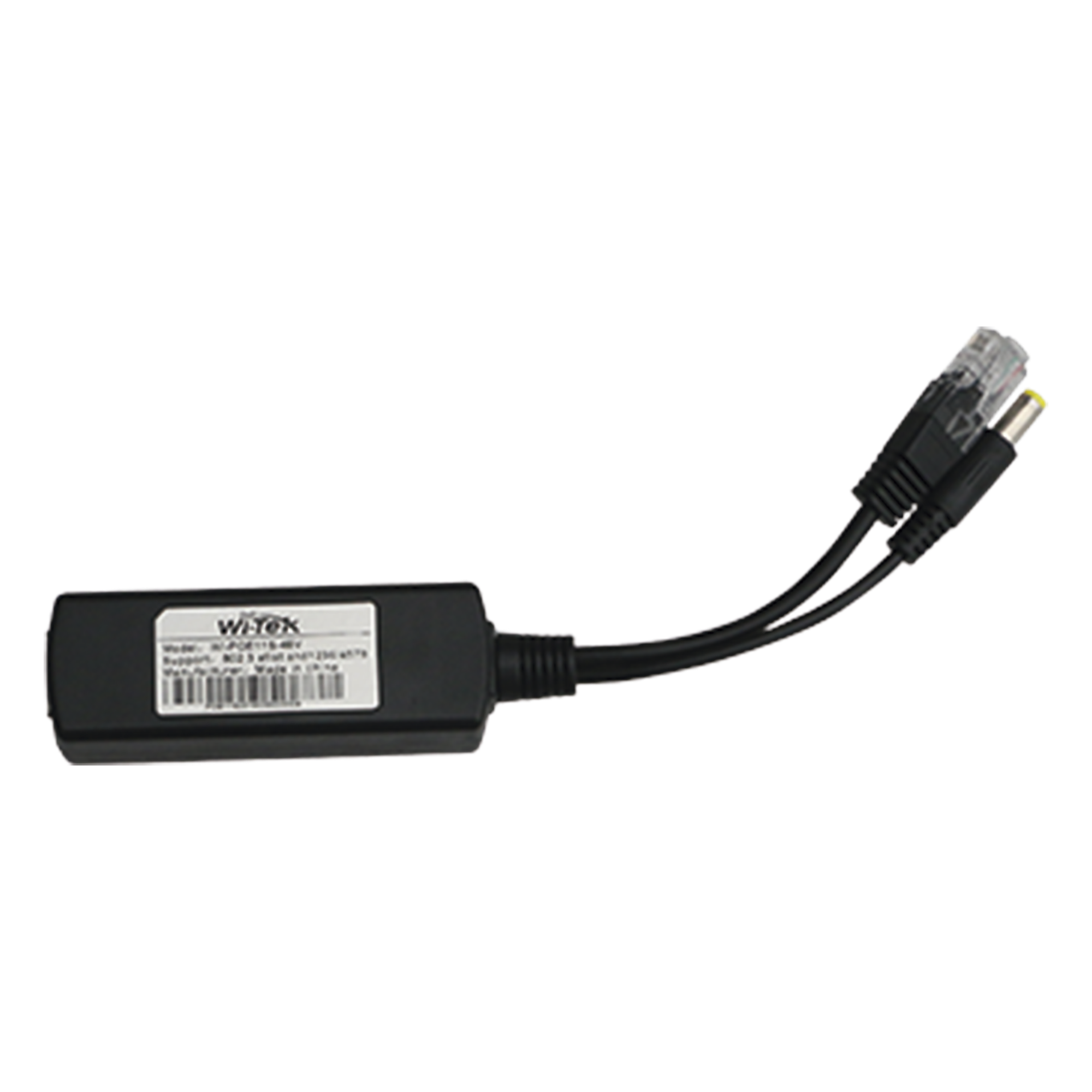 Splitter PoE / Entrada 802.3af/at 30W / Salida 12 Vcc 2A / Puerto 10/100 Mbps / Protección 6 kV / -40 a 80°C