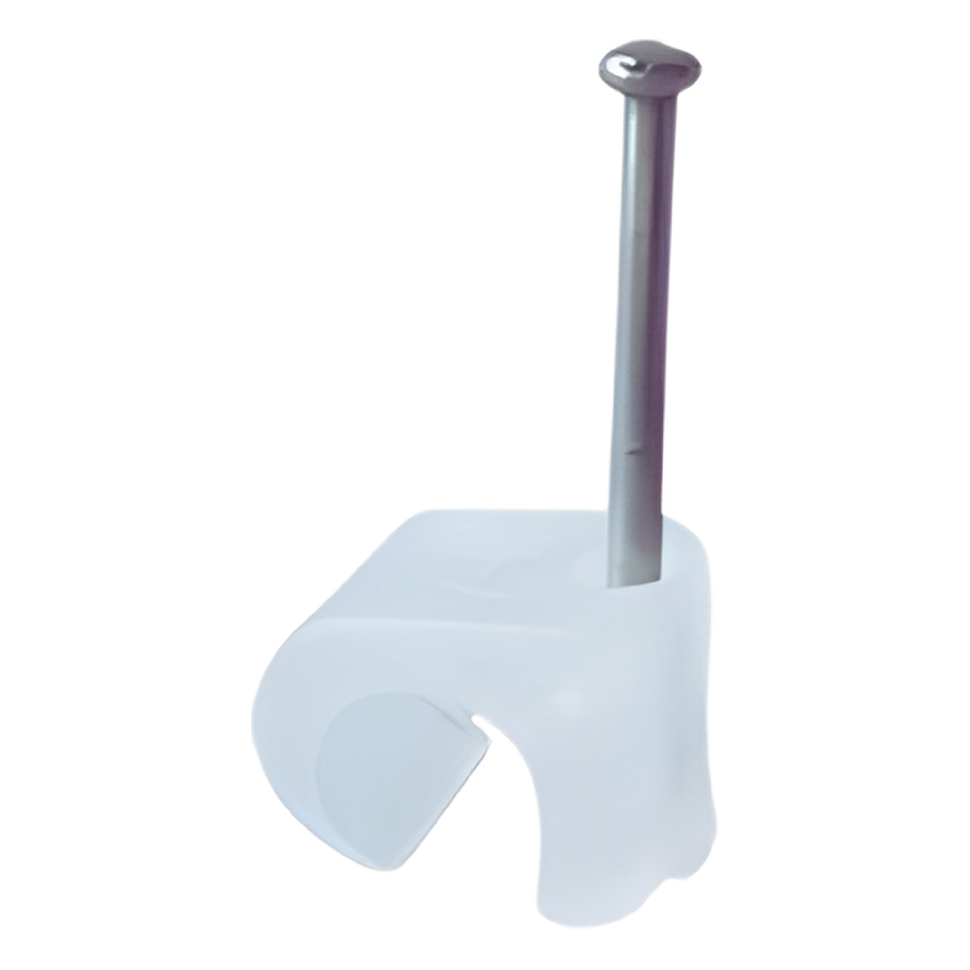 Grapa para cable redondo / 7mm / Clavo integrado 1.5x25.4mm / Polipropileno transparente / 100 piezas — THORSMAN · SKU TC-710