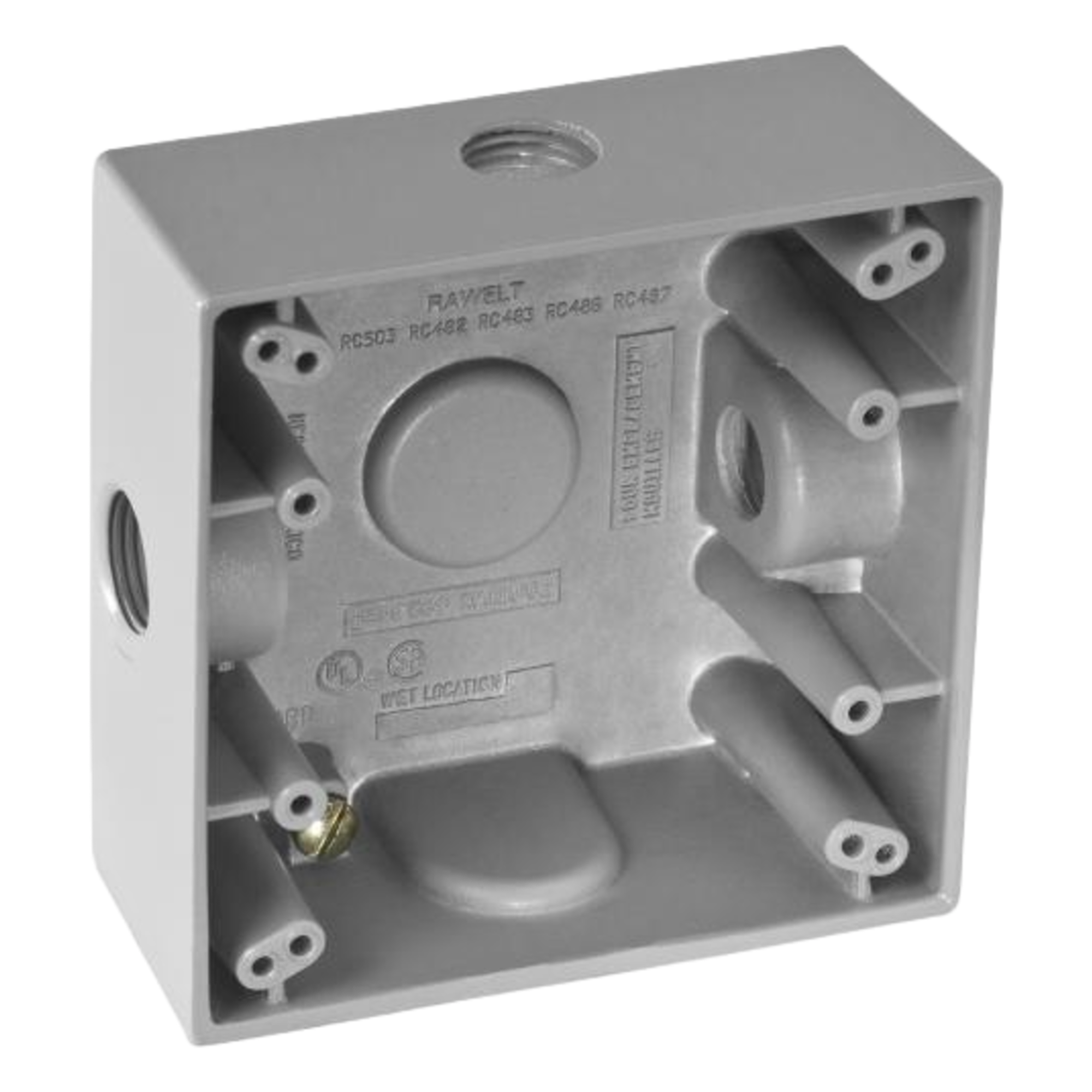 Caja de Conexión a Prueba de Intemperie / Aluminio Die-Cast / 3 Salidas / 1/2" NPT / IK09 / 492 cm³ — RAWELT · SKU RC-0502