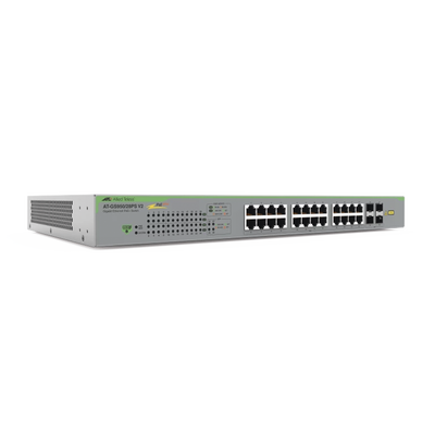 Switch PoE+ WebSmart / 24 puertos RJ45 Gigabit + 4 SFP / 56 Gbps / 185 W PoE+ / SNMP v1/v2c/v3 — ALLIED TELESIS · SKU AT-GS950/28PS-V2-10