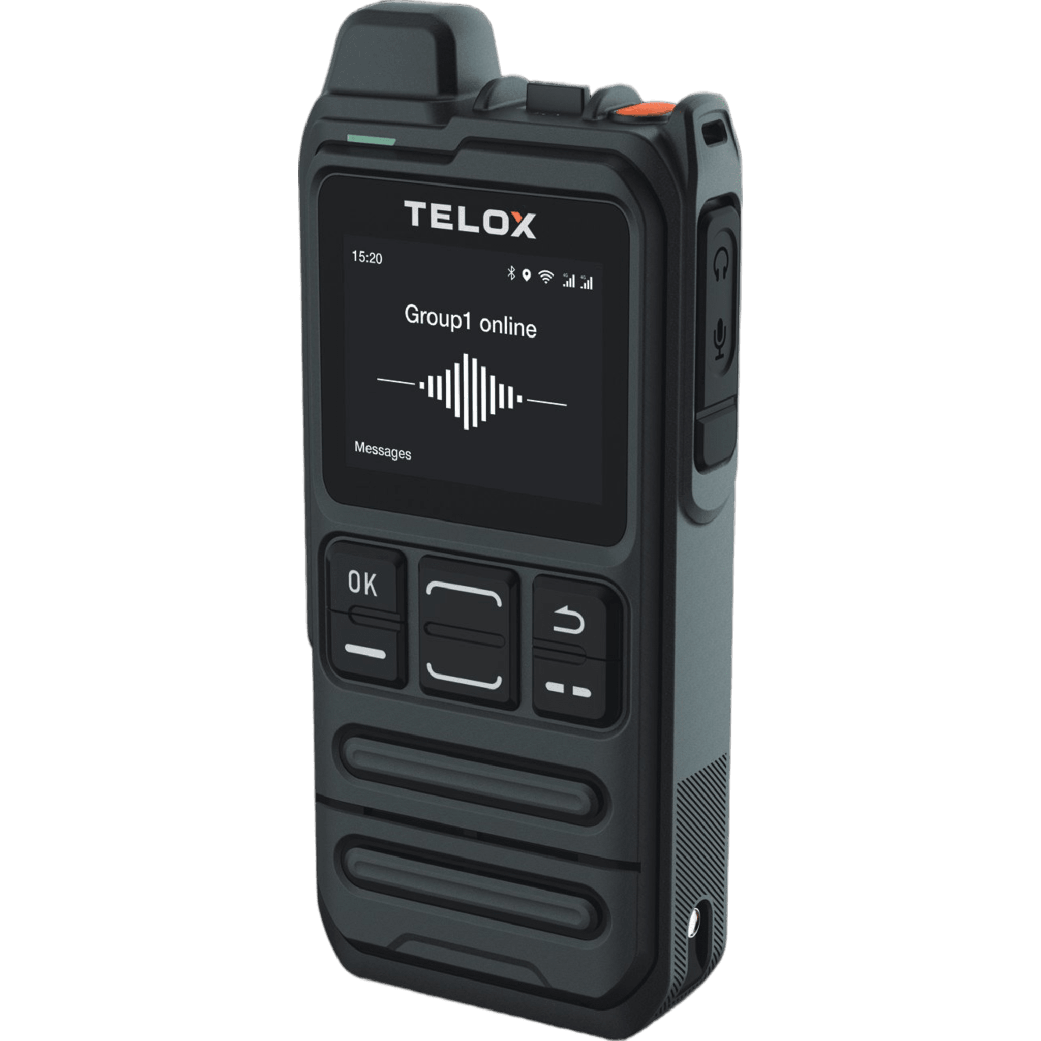 Radio PoC LTE / Tamaño de Bolsillo 113 mm / Audio 3W / IP54 / Batería 4000 mAh / Doble SIM LTE Cat.4 / Pantalla 1.77" / Wi-Fi Dual Banda / GPS