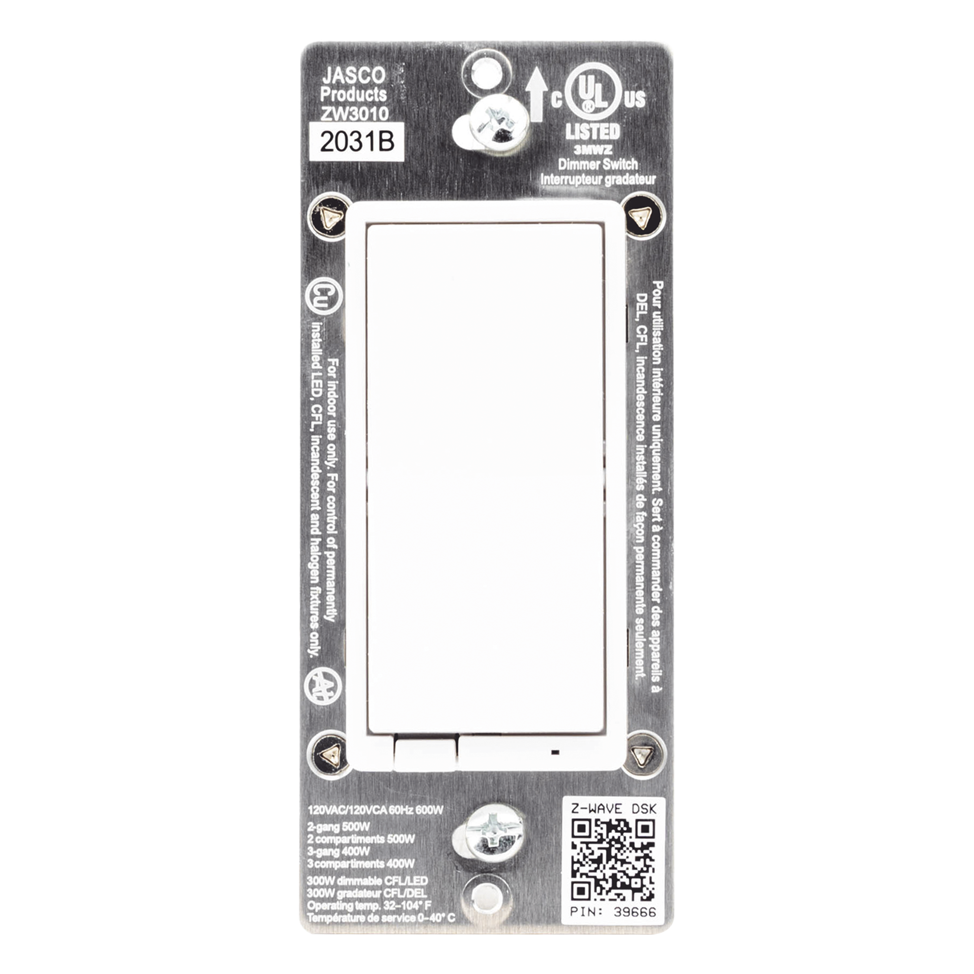 (ZWAVE) Dimmer, señal inalámbrica Z-WAVE, compatible con HUB HC7, C8, panel de alarma L5210, L7000, Total Connect. y Alarm.Com