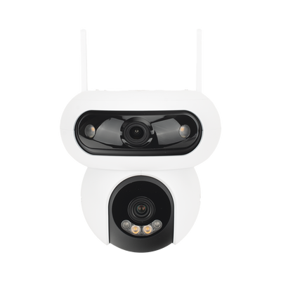 Cámara IP Solar / Doble Lente 4MP+4MP / Wi-Fi 6 / 4G LTE / Batería 10,400 mAh / Panel Solar 8W / IP65