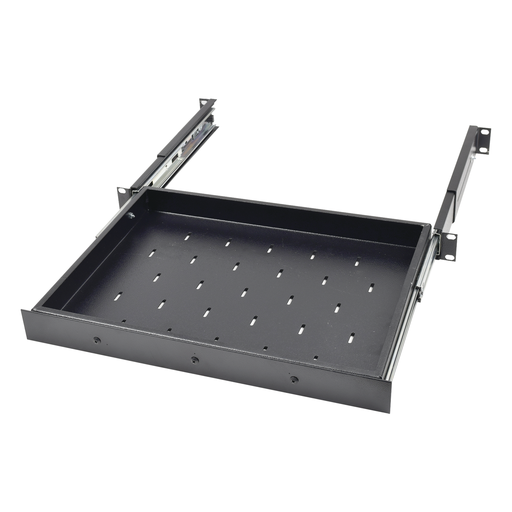 Charola Deslizable para Rack / 1U / 30.5 cm (12 in) de Profundidad / Carga 9 kg / Acero con Pintura en Polvo / Compatible 2 y 4 Postes