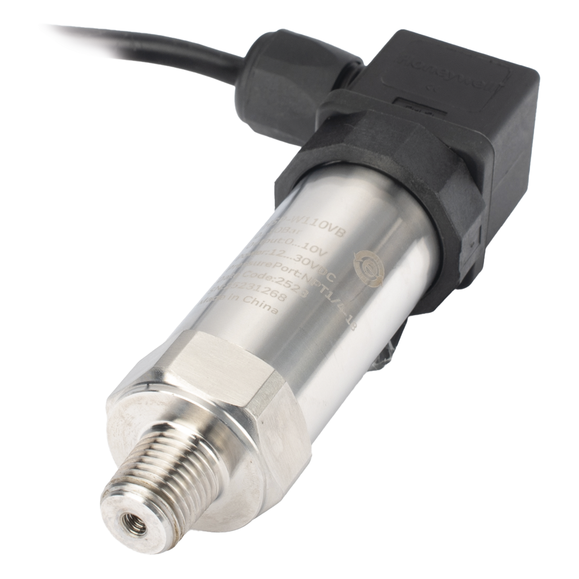 Sensor de Presión Industrial / Rango 0 a 10 bar / Salida Analógica 0-10 V / Conexión NPT / IP65