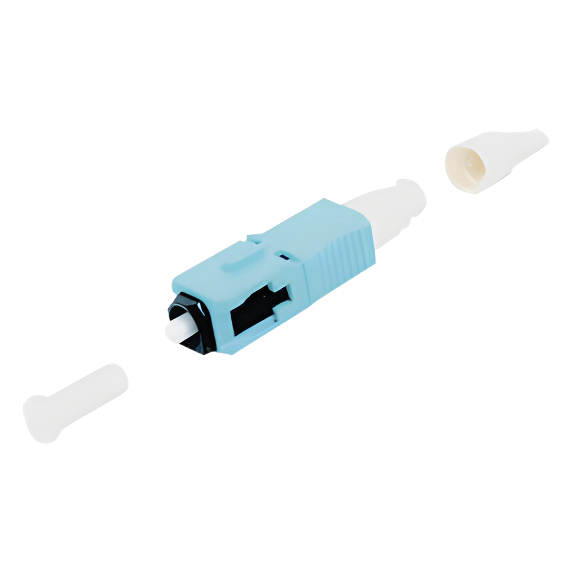 Conector de Fibra Óptica / SC Simplex / Multimodo 50/125 OM3-OM4 / Pre-Pulido / Re-Terminable / Color Aqua — SIEMON · SKU FC1-LB-SC5-9AQ