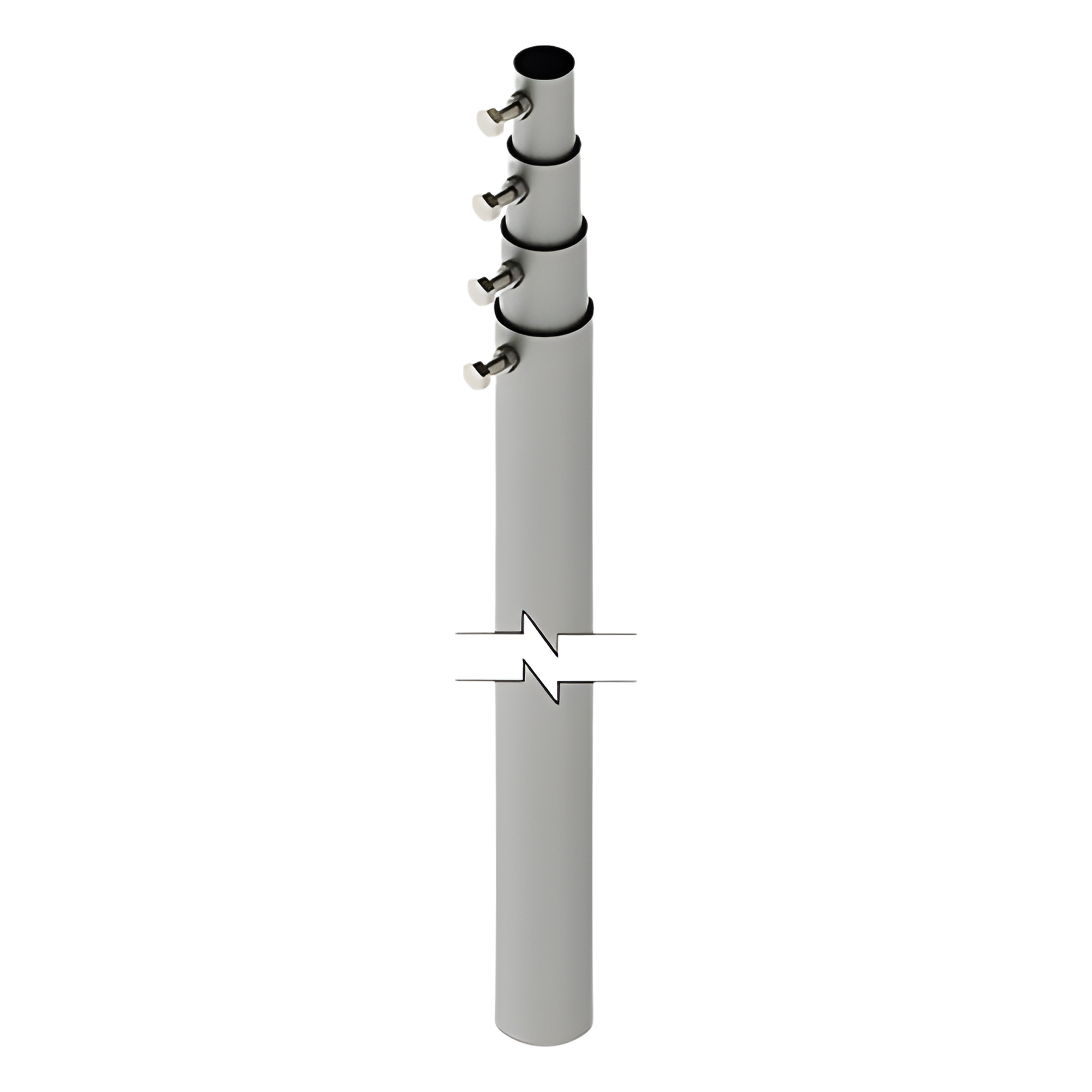 Mástil Telescópico / 12 m (39.4 ft) / 4 Secciones / Carga 6 kg / Diámetro Antena 25 cm / Calibre 20 Galvanizado — SYSCOM TOWERS · SKU SLM-12