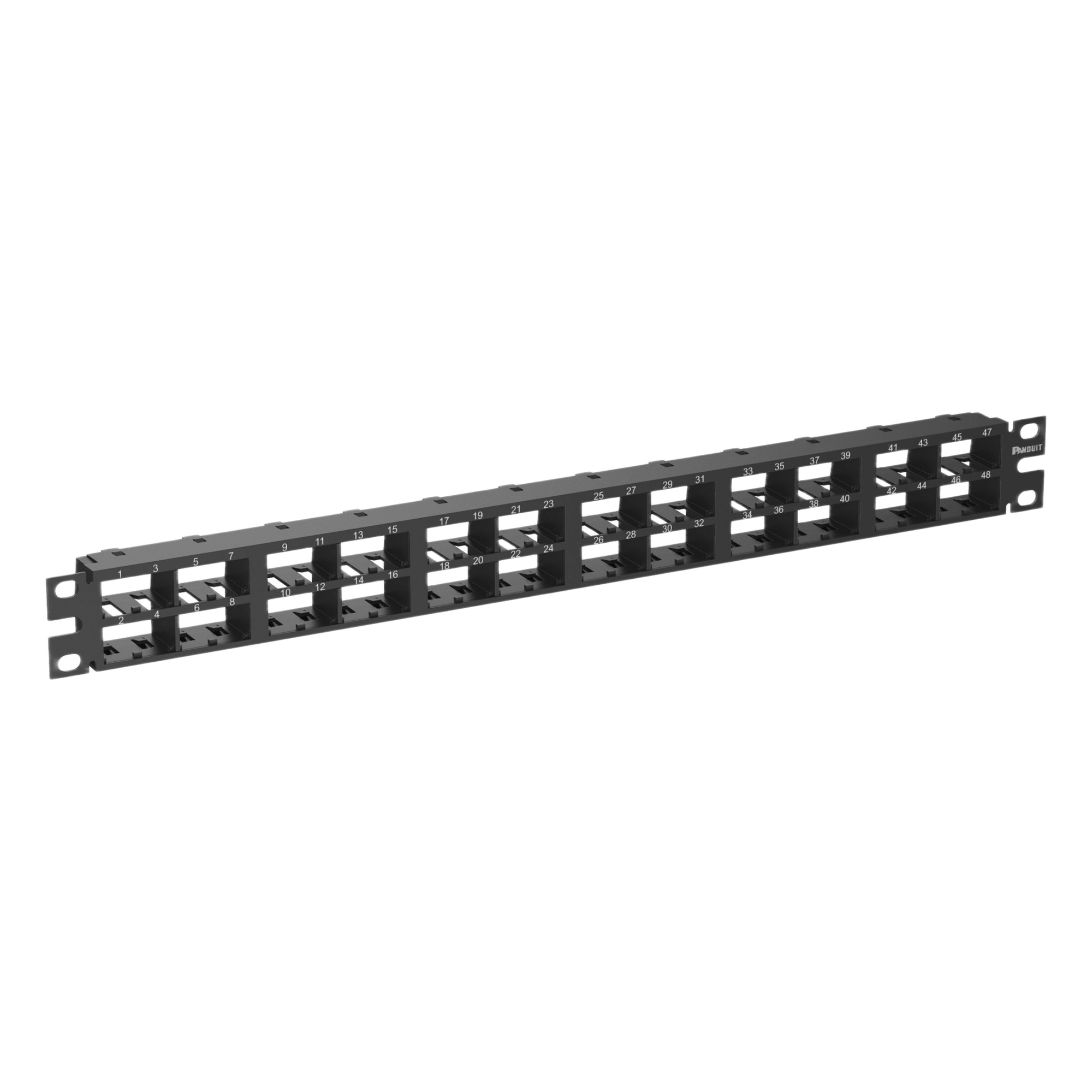 Panel de Parcheo Modular / 48 Puertos / 1 UR / Alta Densidad / Sin Blindaje / Rack 19 Pulgadas