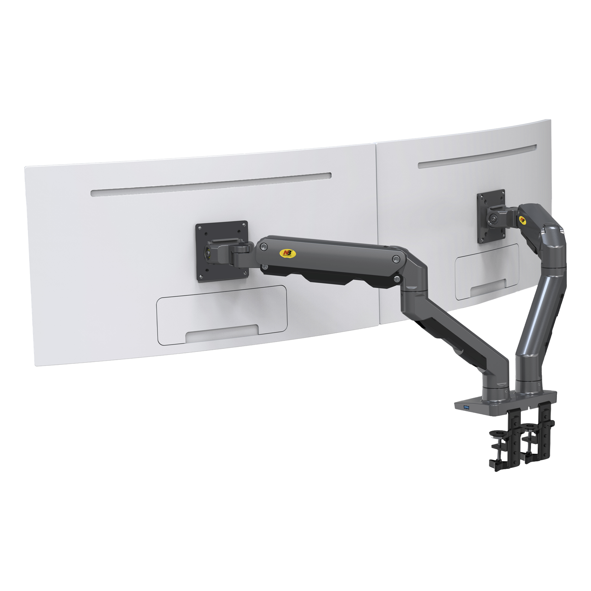 Montaje de Escritorio articulado para 2 monitores de 27-34" /  Soporta hasta 16 kg  por brazo/ Vesa 75 x 75 / 100 x 100 / Acero / Giro: 360°