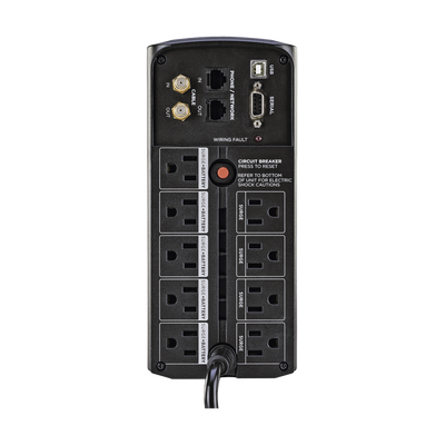 UPS de 850 VA/510 W, Topología Línea Interactiva, Entrada 120 Vca NEMA 5-15P, Tipo Mini Torre, Con 9 Tomas NEMA 5-15R