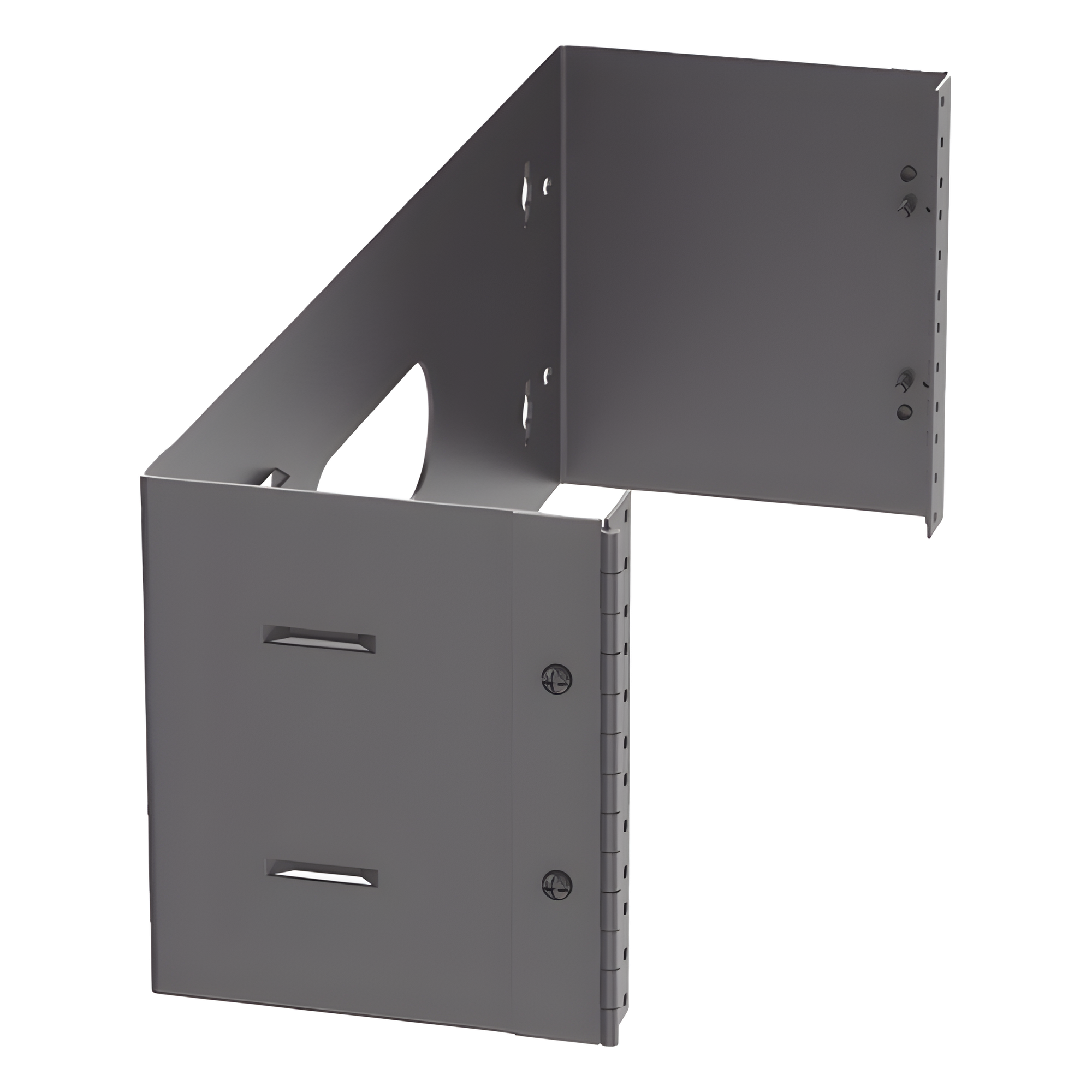 Rack Abierto de Pared con Bisagras / 4 UR / 19 in / Profundidad 159 mm (6.26 in) / Carga 18 kg (40 lb) / Bajo Perfil