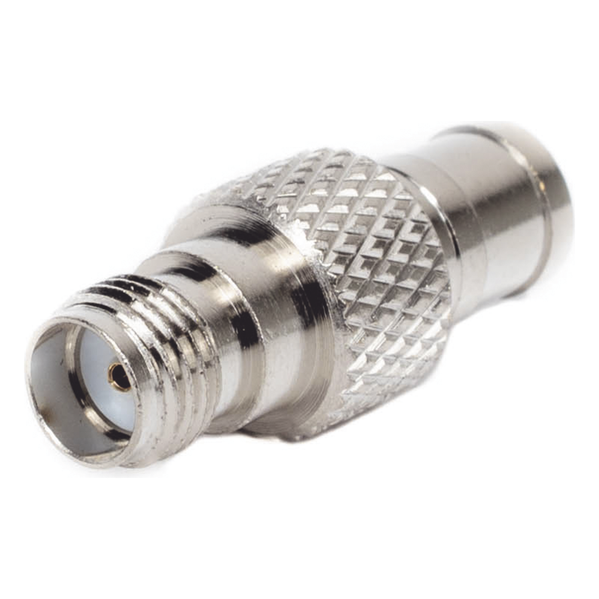 Adaptador en Línea / Conector SMA Hembra a SMB / Cuerpo Bronce Niquelado / Aislante Teflón