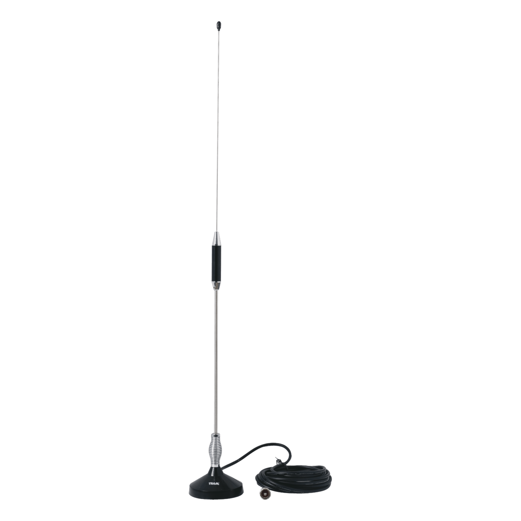 Antena Móvil CB / Banda Civil 26.960 - 27.400 MHz / Acero Inoxidable / Base Magnética / Cable RG58 5 m / 61 cm (24 in) — TRAM · SKU 703