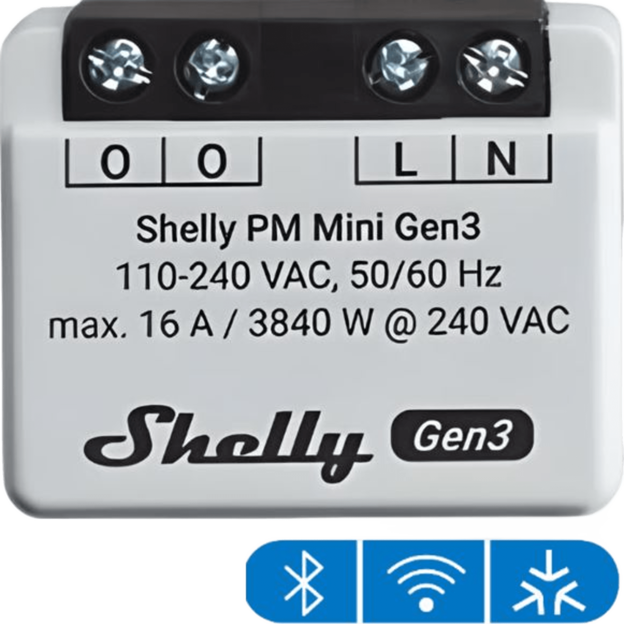 Medidor de consumo inteligente / Wi-Fi 2.4 GHz / 1 canal 16A / Alcance 10-30 m / Compatible Alexa y Google Home — SHELLY · SKU SHELLYPMMINIGEN3