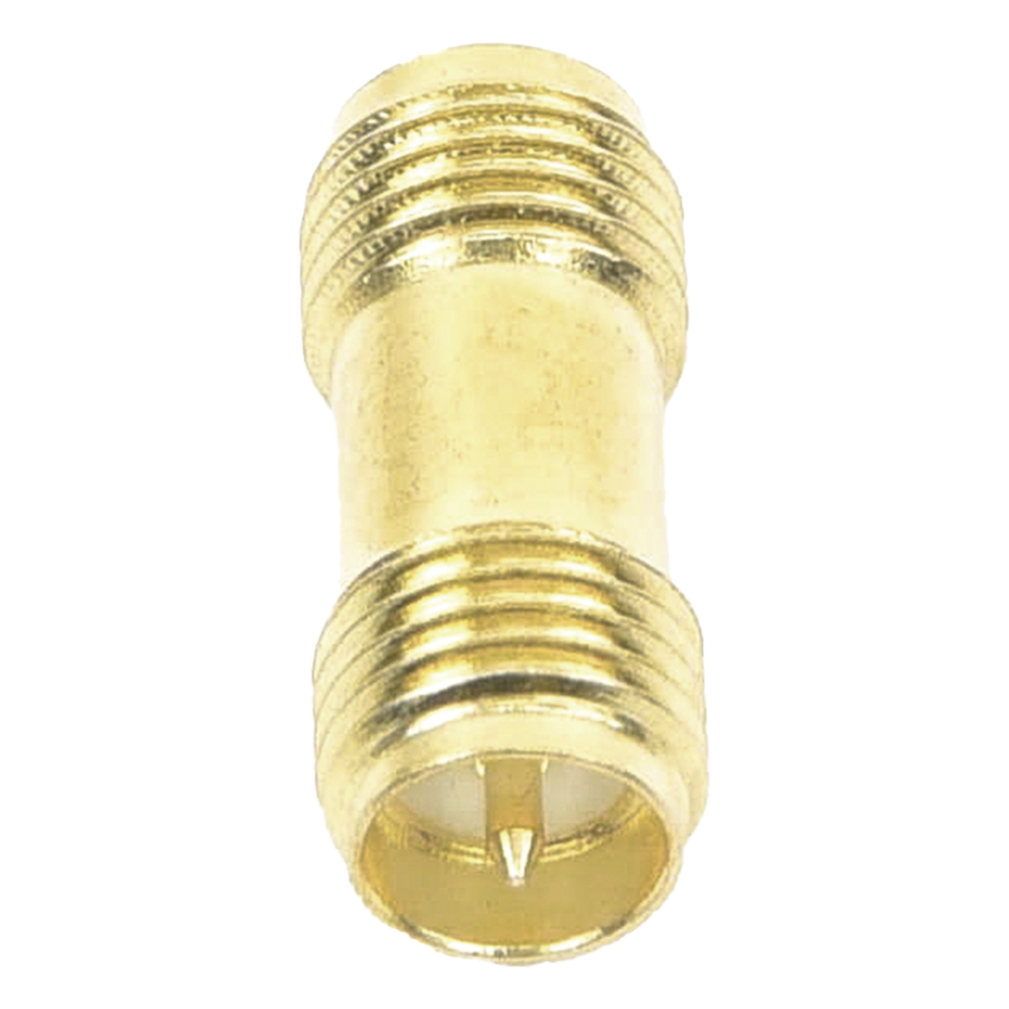 Adaptador Coaxial RF / SMA Hembra Inverso a SMA Hembra Inverso / Montaje en Línea / Cuerpo Bronce con Oro / Aislante Teflón