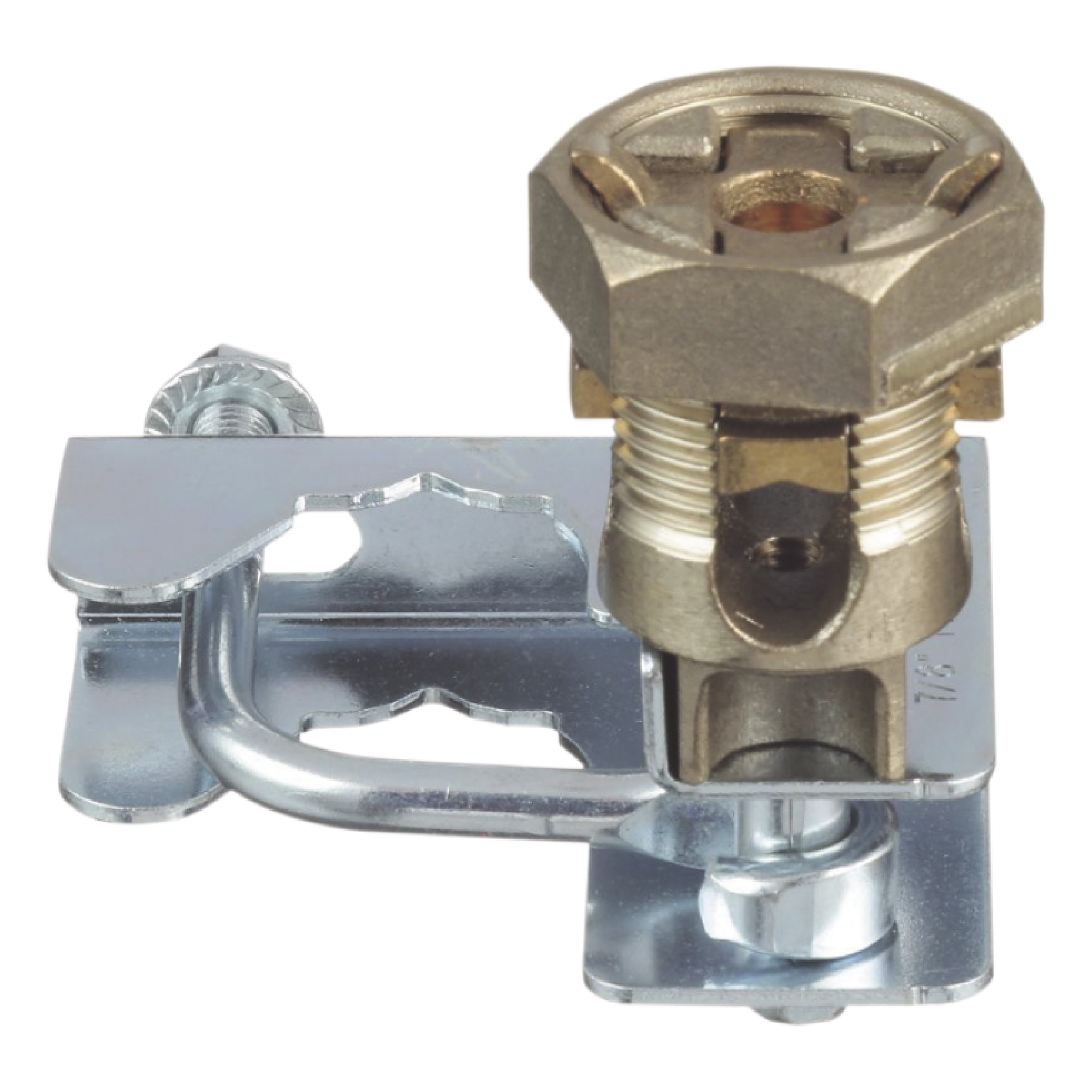 Abrazadera de Tierra para Piso Falso / 2 Conductores 6-1/0 AWG (16-50 mm²) / Pedestal Cuadrado 22 mm (7/8') / Pedestal Redondo 25-29 mm (1' a 1 1/8') / Bronce / TIA-607-A — PANDUIT · SKU GPQC10-1/0
