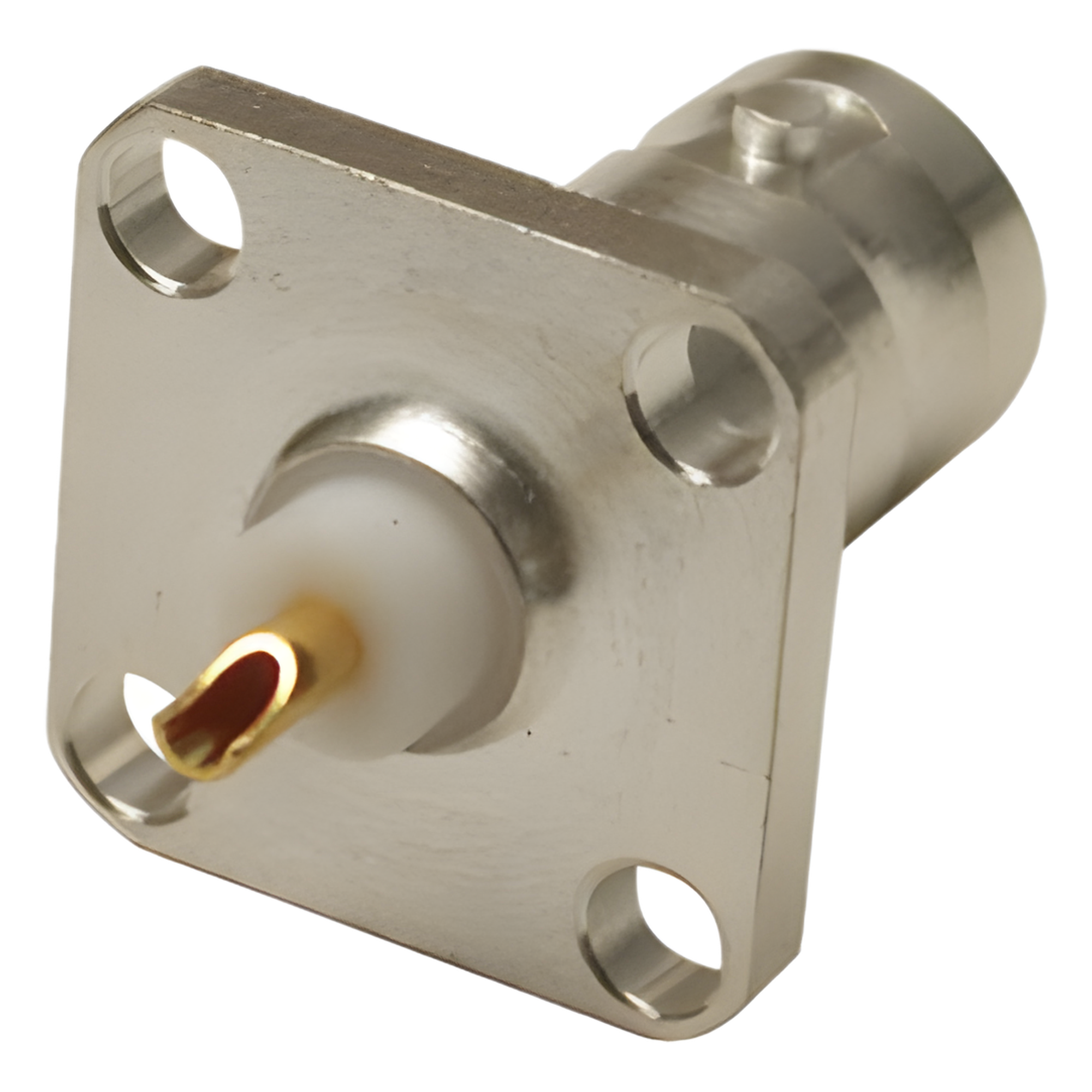Conector BNC Hembra para Chasis / Montaje en Panel 17.53 mm / 4 Perforaciones 12.7 mm (0.5 in) / Impedancia 50 Ohm / Terminación por Soldadura — RF INDUSTRIES,LTD · SKU RFB-1115-S