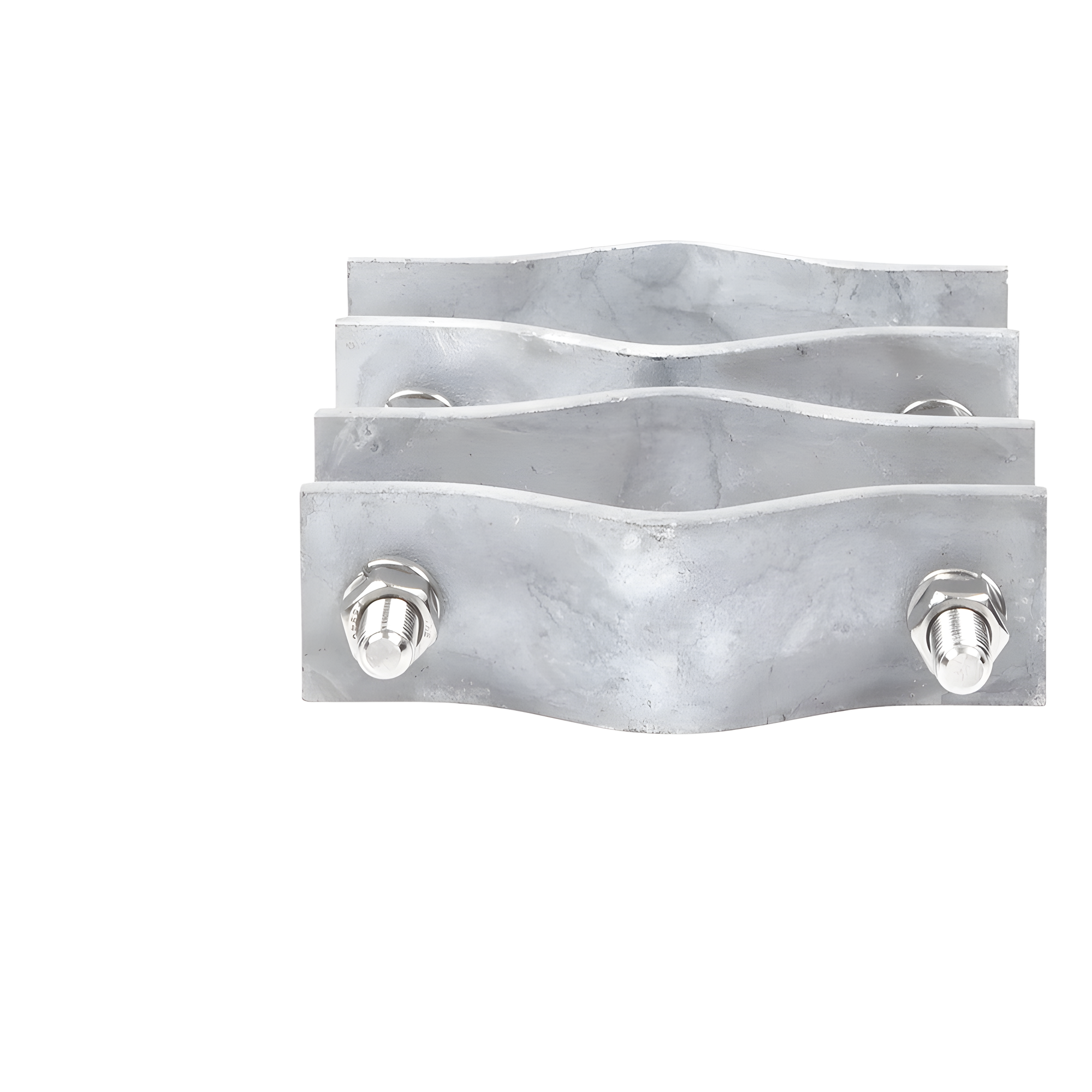 Juego de Abrazaderas Dobles / Mástiles 3.8 a 8.9 cm (1.5 a 3.5 in) / Separación 12 cm (4.75 in) / Acero Galvanizado / Torres Cuadradas o Redondas