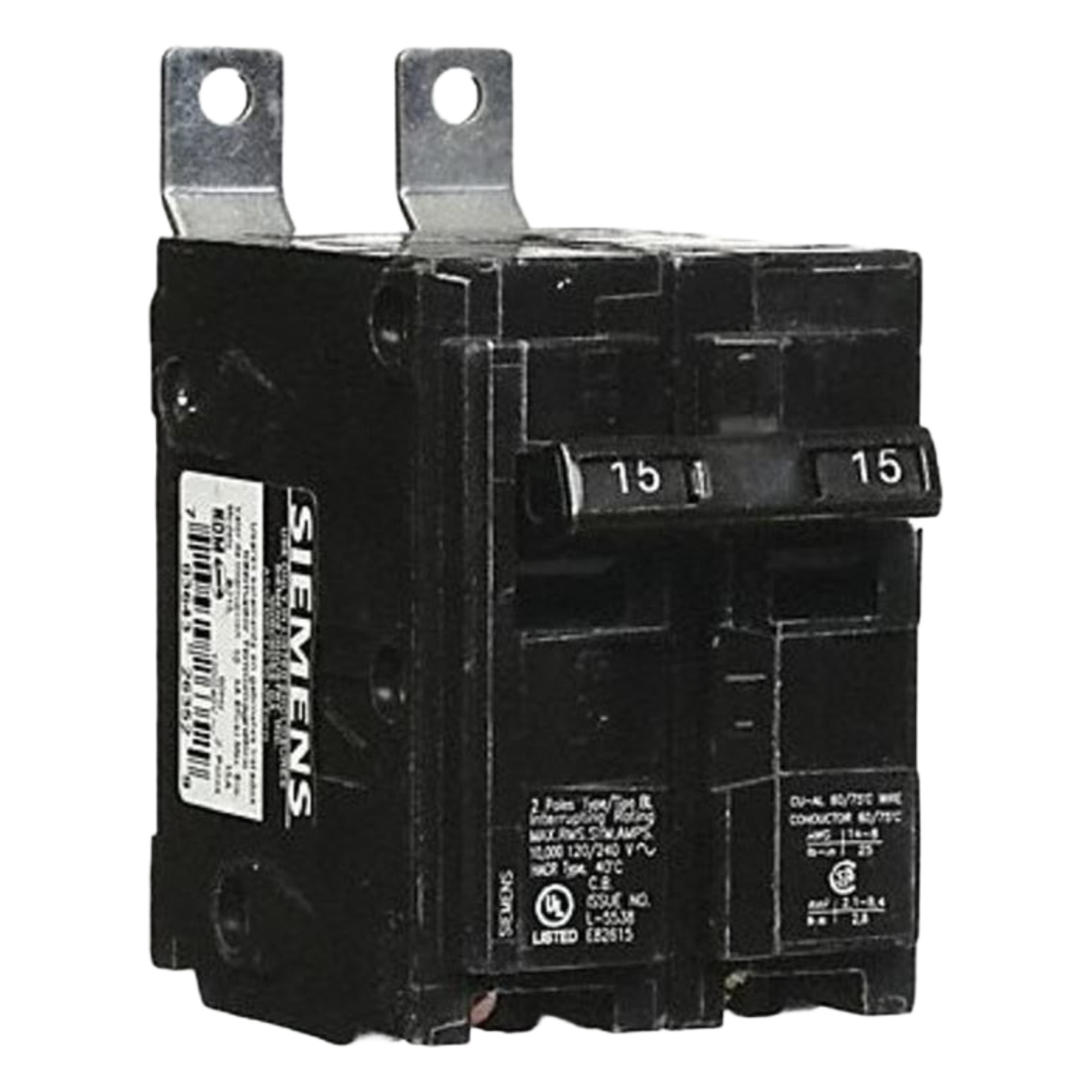 Interruptor Termomagnético / 2 Polos / 15 A / 10 kA / 120/240 V AC — SIEMENS · SKU B215