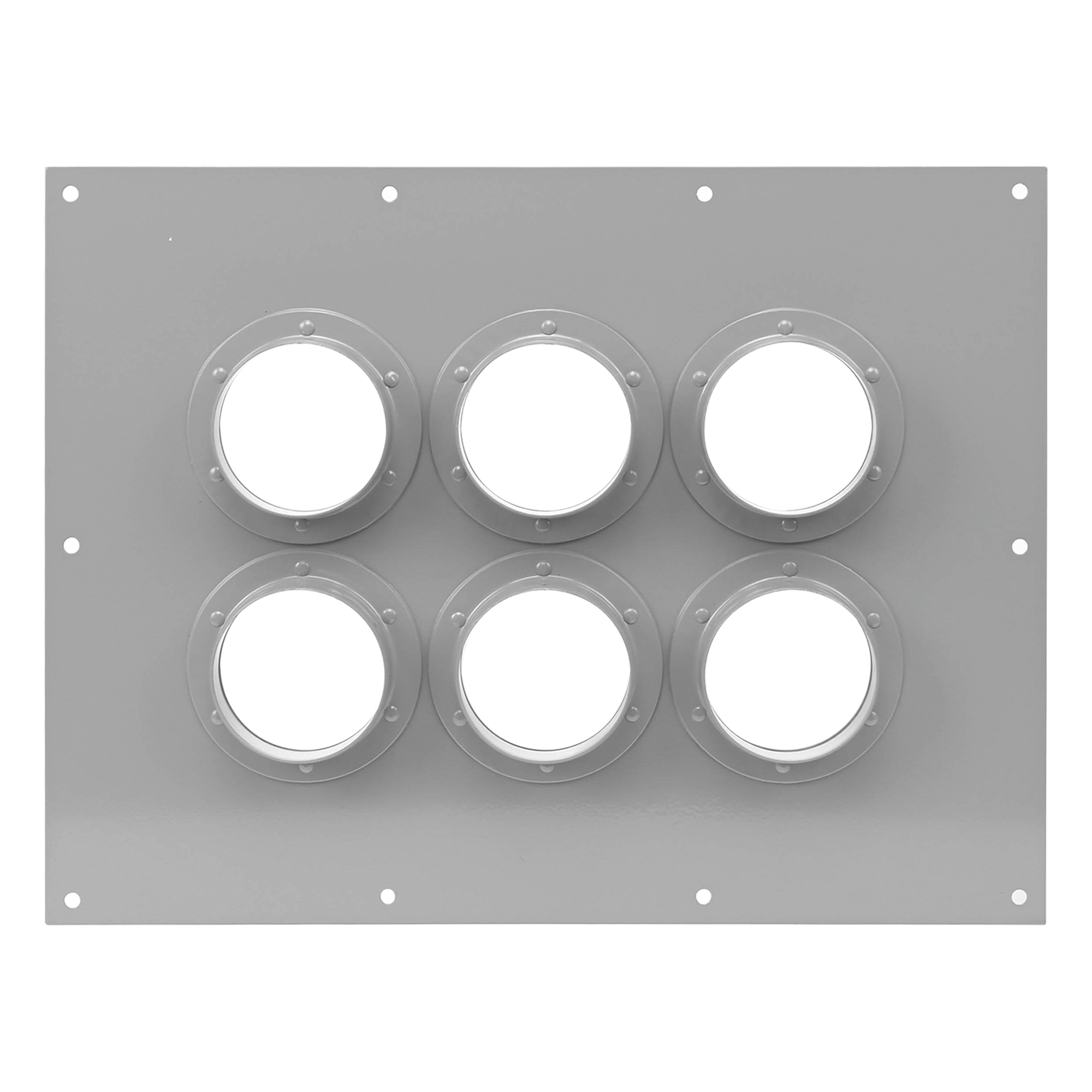 Placa Pasamuro / 6 Botas de 4 Pulgadas / Diseño Industrial / Material Anticorrosivo / Estructura Modular — SYSCOM TOWERS · SKU STEP423