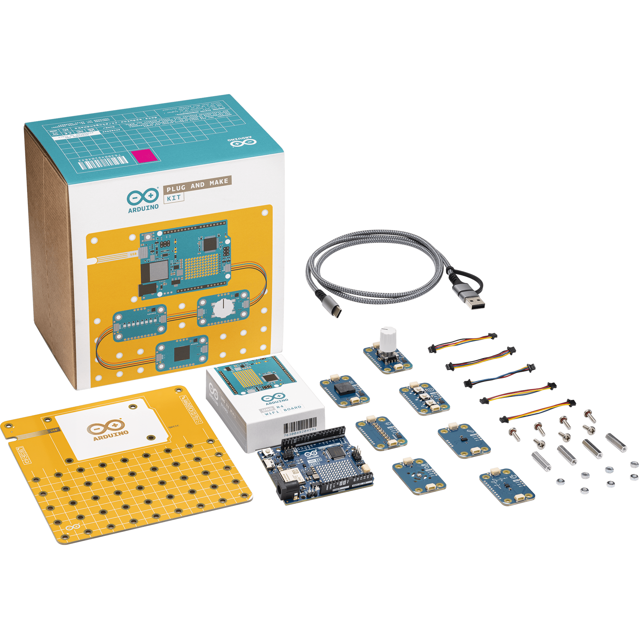 Kit Arduino Plug and Make / UNO R4 WiFi 48 MHz / 7 Modulino Nodes I2C Qwiic / Cloud IoT / Educación Maker / Solder-Free