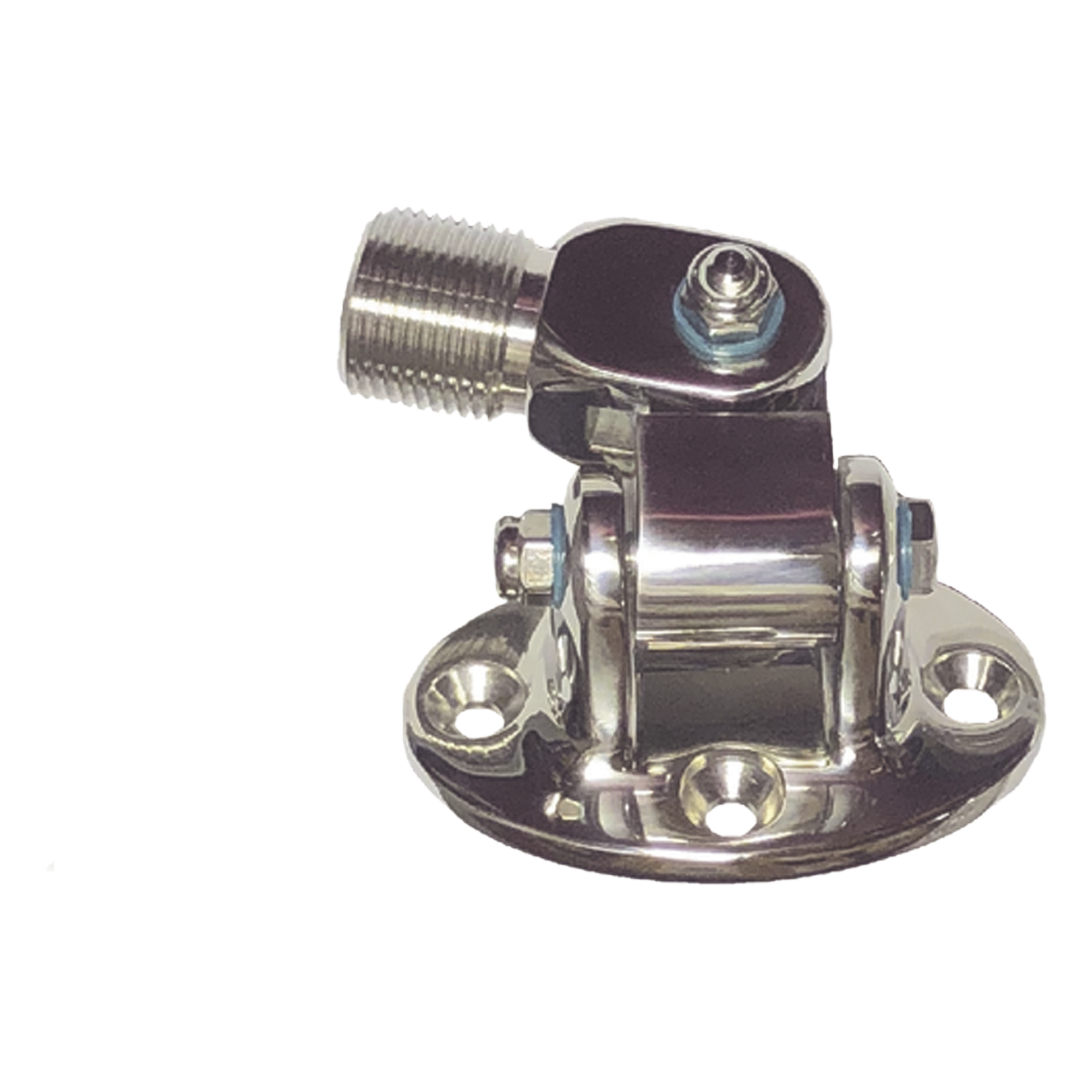 Montaje Rotativo / Acero Inoxidable / Base Ovalada / Rosca 1"-14 Macho / 4 Orificios 5/16" / 3" x 1 1/2" (76.2 mm x 38.1 mm) entre Centros — GEMECO · SKU 121R