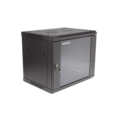 Gabinete para Montaje en Pared - Piso / Puerta de Cristal Templado / Cuerpo Fijo / 9 Unidades de Rack / 19" / Fabricado en Acero