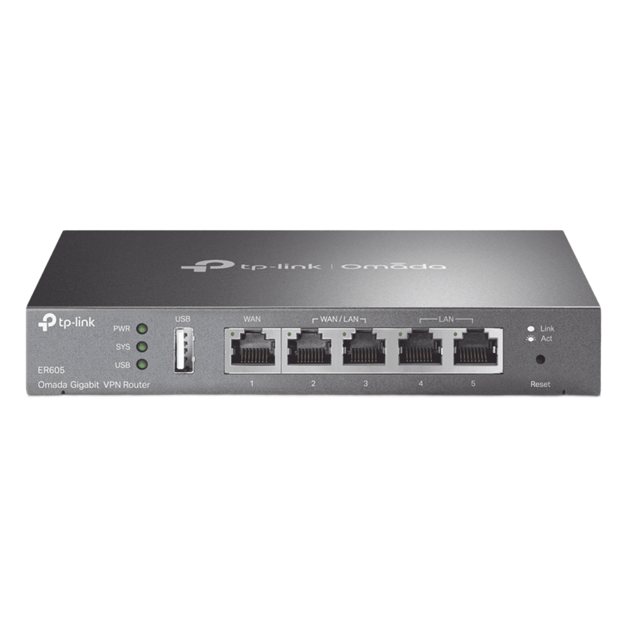 Router Gigabit Multi-WAN / 5 Puertos Gigabit / 150,000 Sesiones Concurrentes / 16 Túneles VPN IPsec / USB 2.0 / Controlador SDN Omada — TP-LINK · SKU ER605