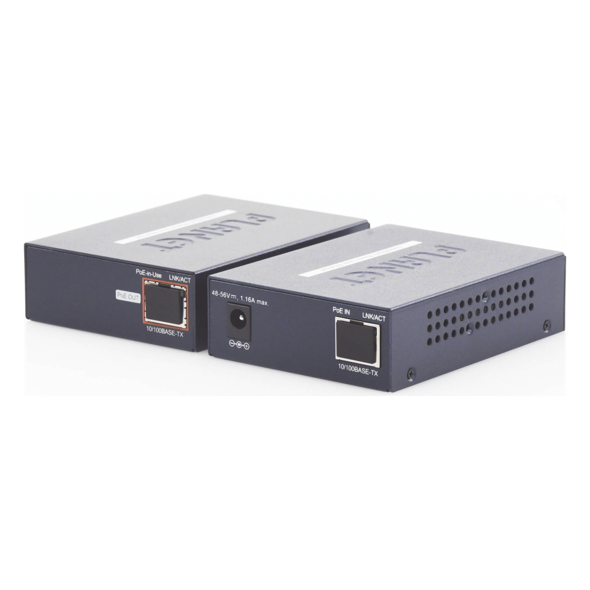 Kit Transmisor y Receptor PoE / Ethernet IP 1 km (3280 ft) / Cable Coaxial / 10/100 Base-TX / 802.3af/at