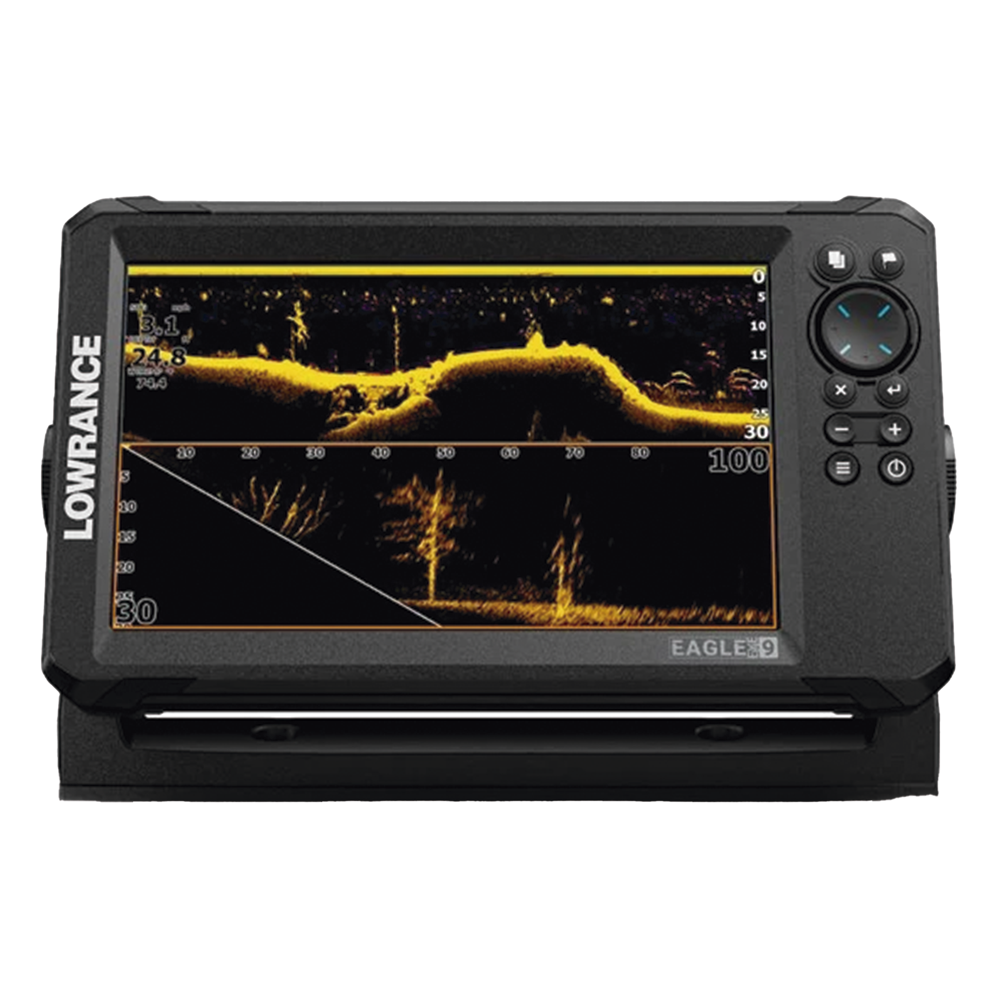 Ecosonda con Pantalla IPS / 9 Pulgadas / 4 Vistas de Sonar / DownScan Imaging / Sintonización Automática / Soporte SD