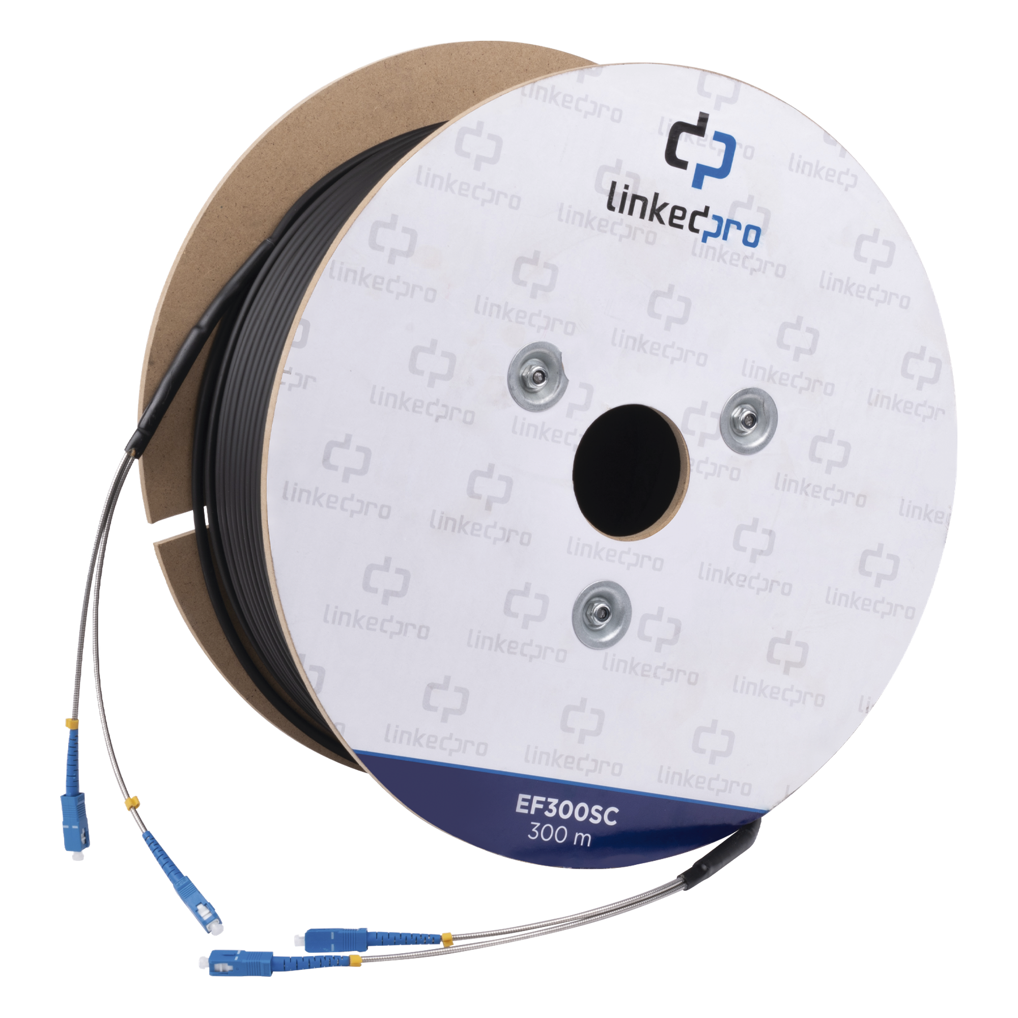 Carrete de Fibra Óptica Monomodo / SC-SC Duplex / 300 m (984.25 pies) / Reforzado con Kevlar / Subterráneo por Tubería — LINKEDPRO BY EPCOM · SKU EF-300-SC