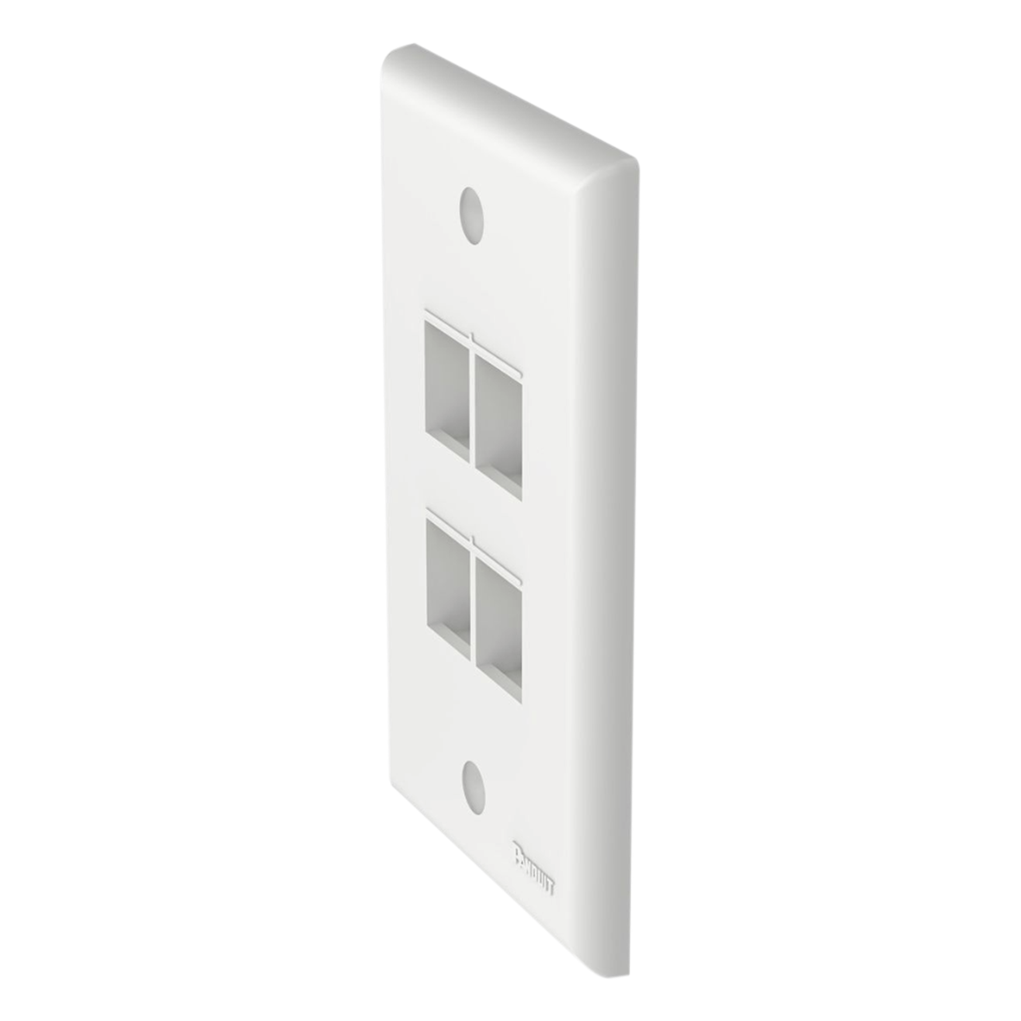 Placa de Pared Vertical / 4 Puertos Keystone / Montaje Vertical / 69.8 x 114.3 mm / 2.75 x 4.5 pulg. / ABS / Blanco