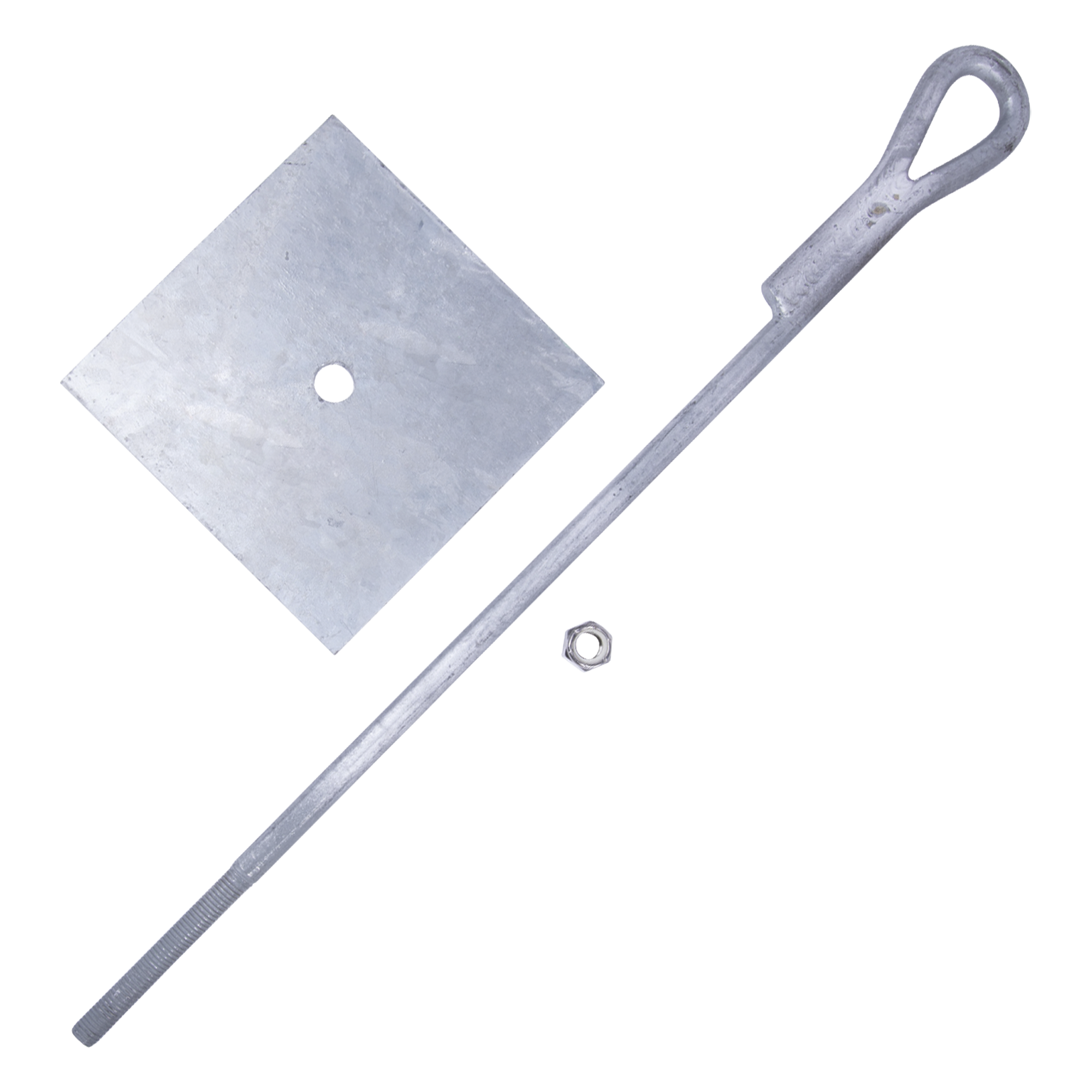 Ancla para Retenida / Varilla 5/8' / Longitud 65 cm / Galvanizado en Caliente / Ojo de Llave / Torre hasta 30 m (98.4 ft) — SYSCOM TOWERS · SKU SAP-01-JG