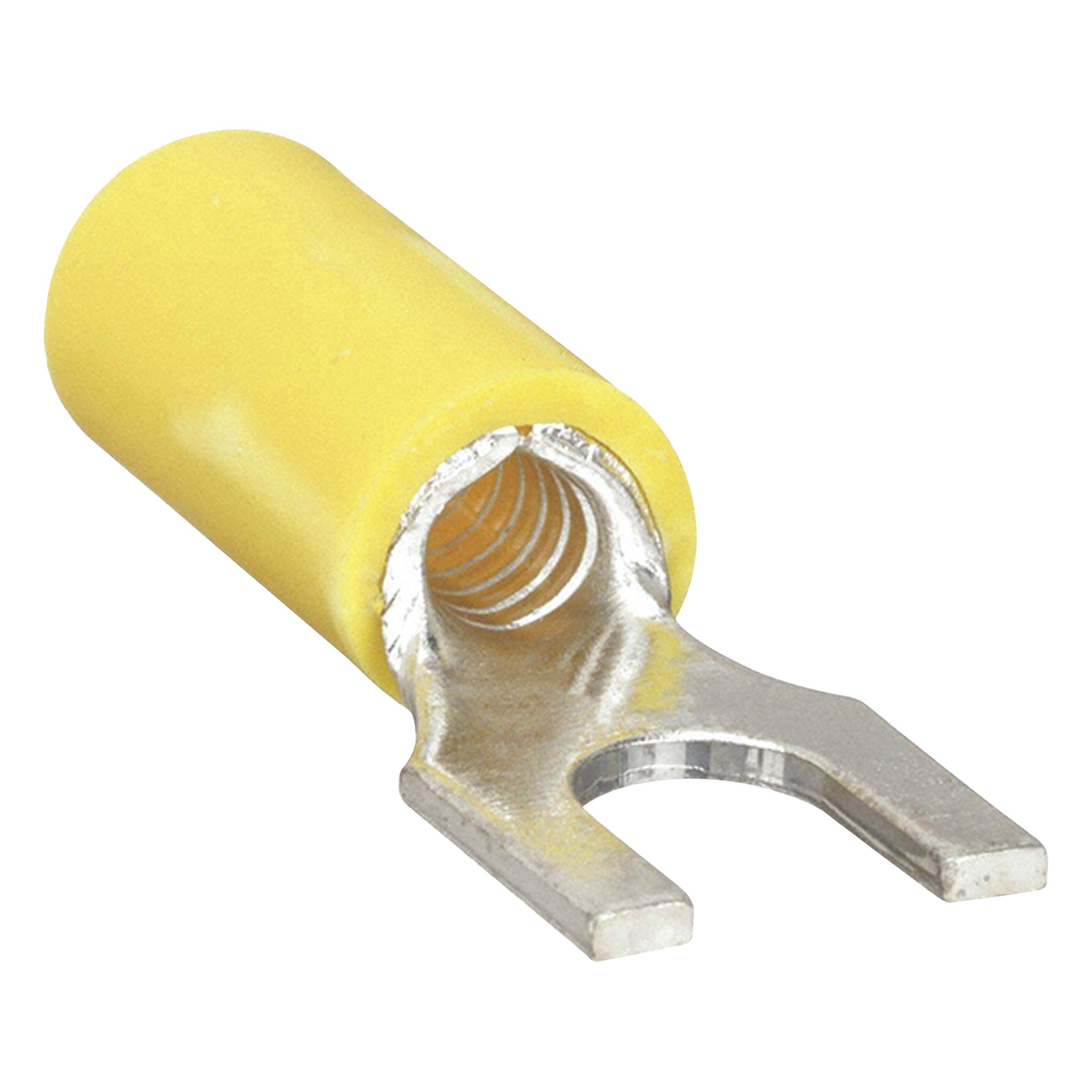 Terminal Horquilla Aislada / 12-10 AWG / Amarillo / 25 piezas / Crimp / 24.3 x 13.4 x 6.8 mm — EPCOM POWERLINE · SKU RC1157-100