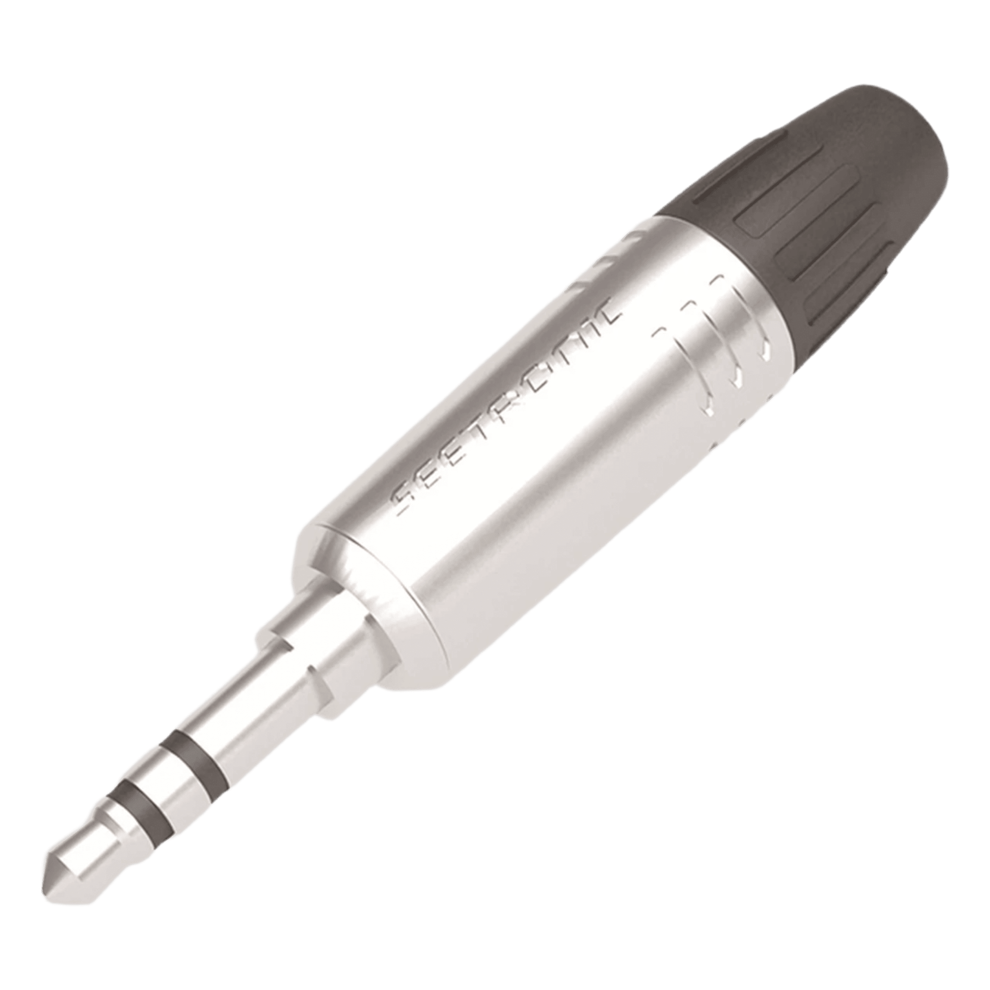 Conector Estéreo / 3.5 mm Macho / Carcasa Metálica Cromada Perlada / Contactos Niquelados / Cable OD 2-4.5 mm — SEETRONIC · SKU M2TP3C