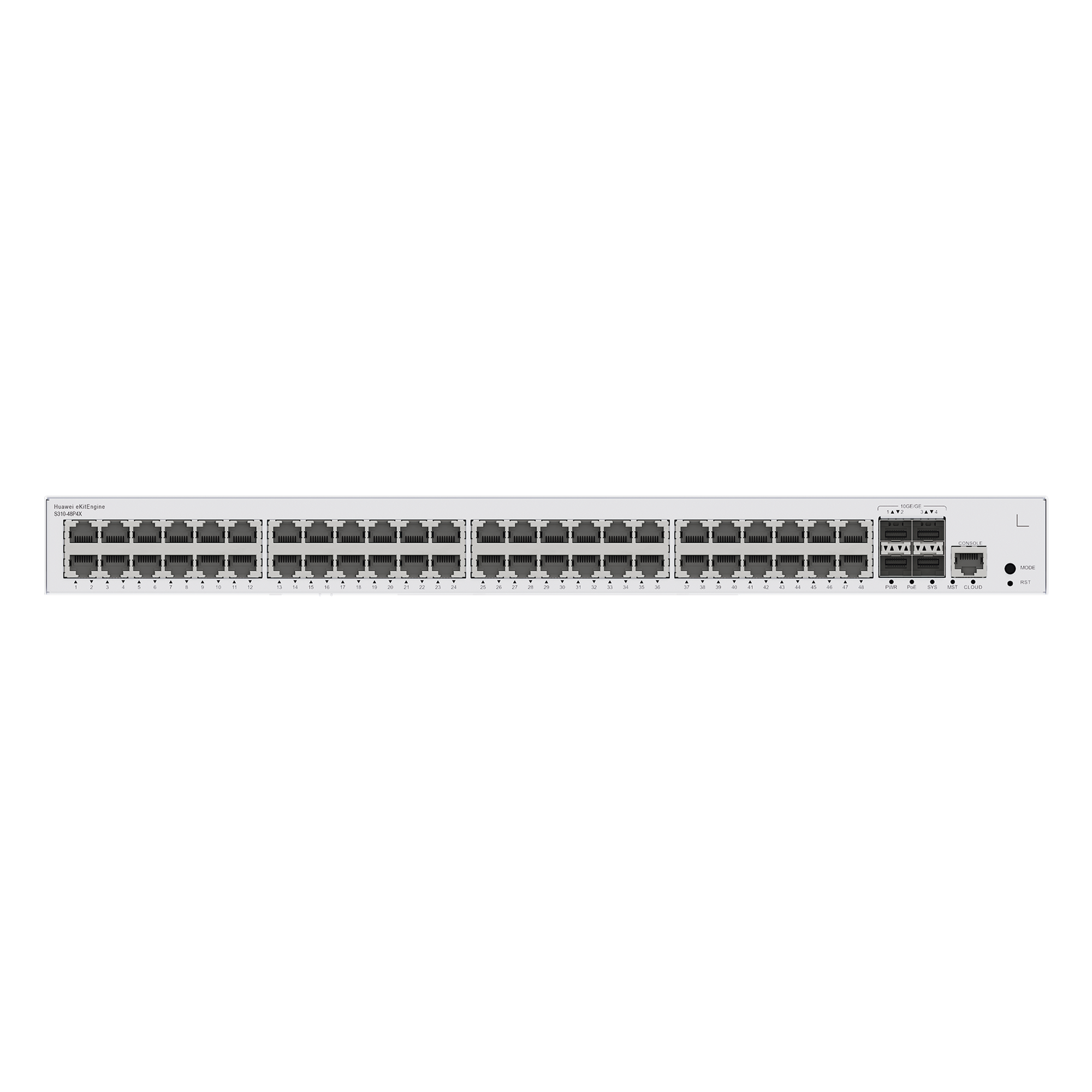 Switch PoE Administrable Capa 3 / 48 Puertos Gigabit PoE / 4 Uplink 10GE SFP+ / PoE Perpetuo / 380W / iStack / ERPS