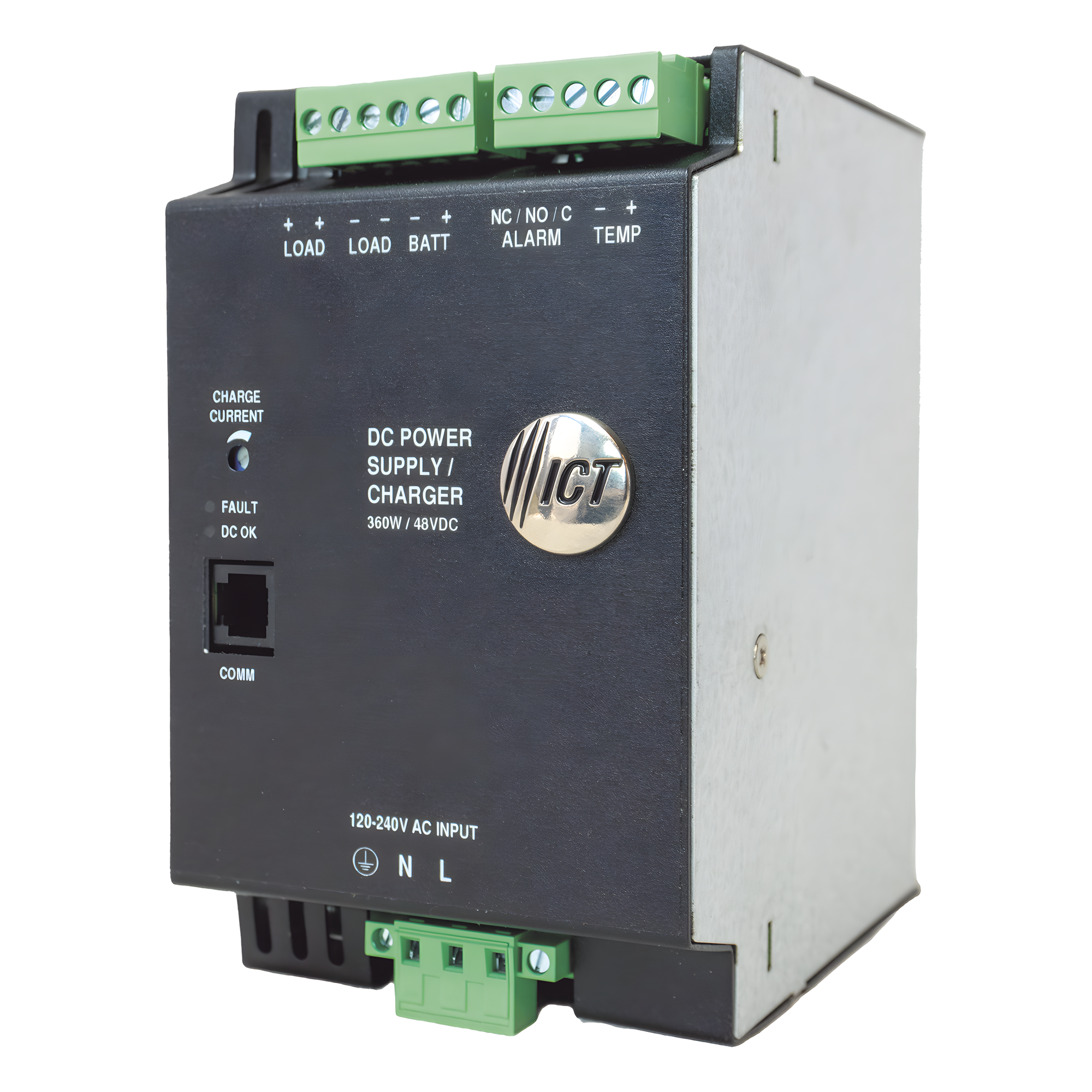 Fuente de Poder Industrial / 480W / 48 Vcc / Riel DIN / Eficiencia 94% — ICT · SKU ICT36048DIN