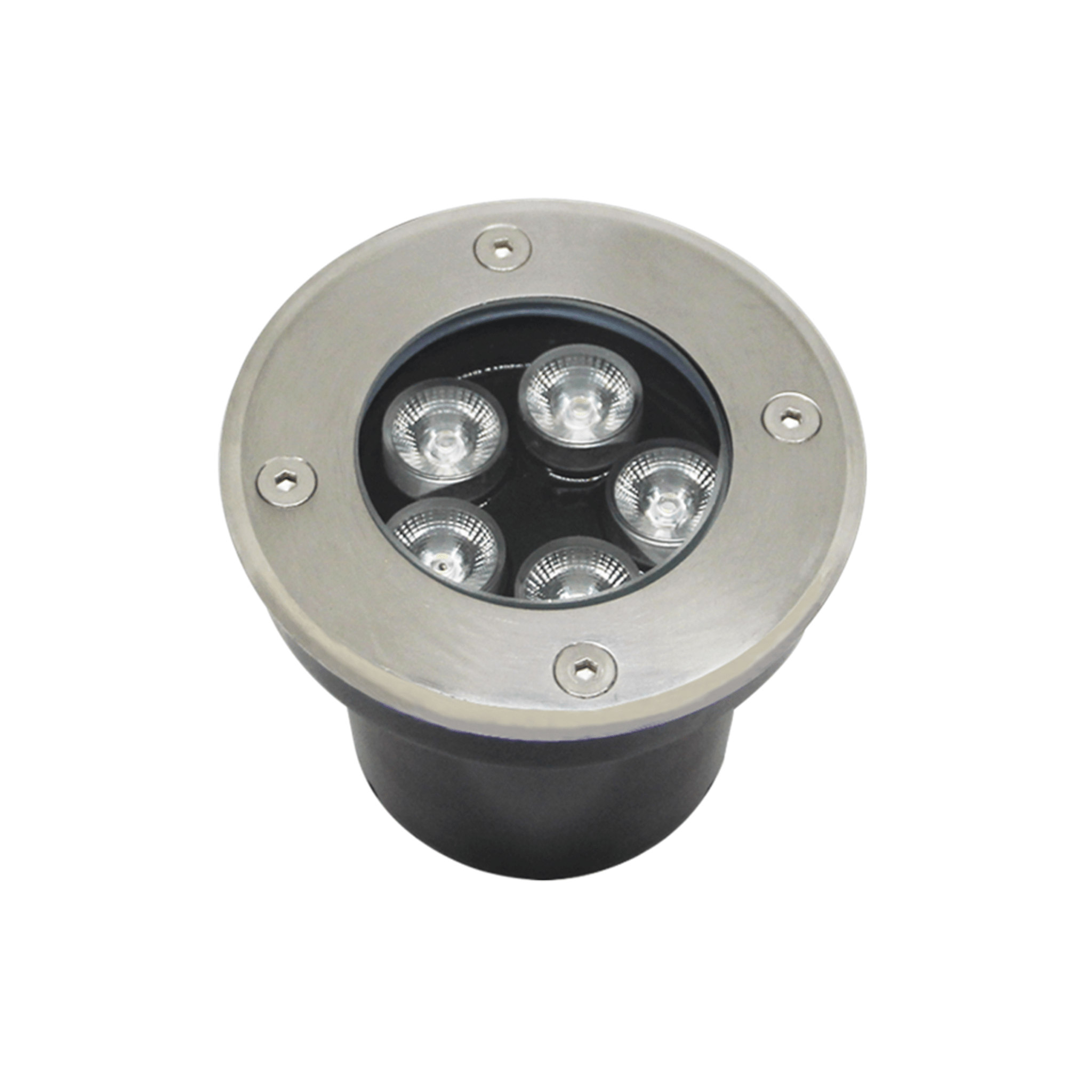 Luminario Empotrar en Piso / Uso en Exterior IP66 / Multivoltaje 110-240V~ 60Hz / Temperatura de Color 6500K  / Ángulo de Luz 36° / Aleación de Aluminio y Vidrio Templado / No Dimeable
