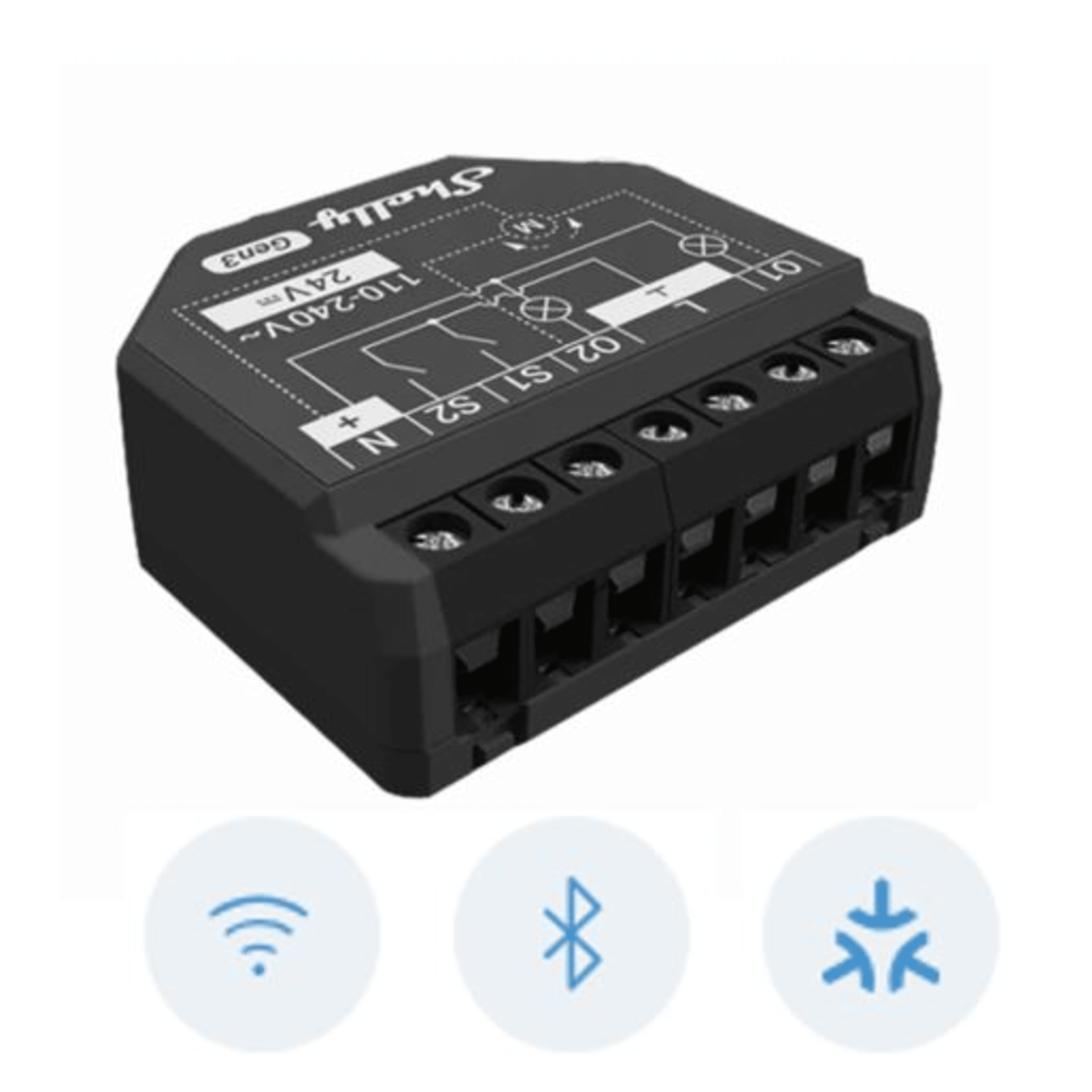 Interruptor Inteligente Wi-Fi / 2 Canales / 10 A por Canal / Medición de Energía / Bluetooth 4.2 — SHELLY · SKU SHELLY2PMGEN3