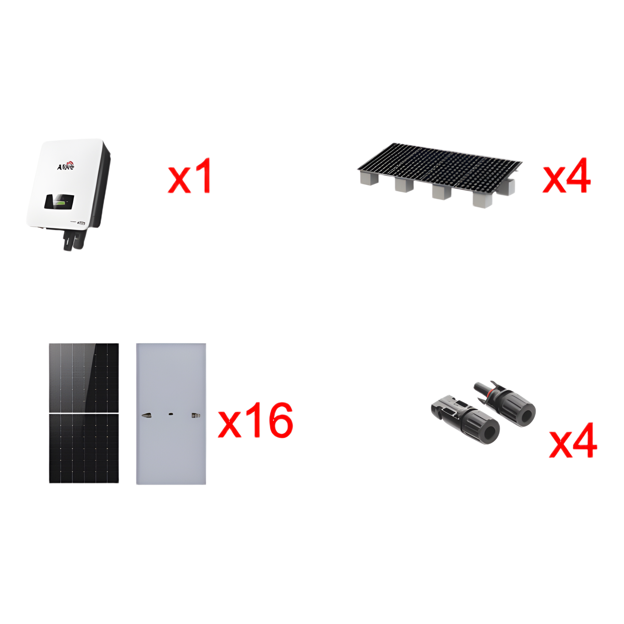 KIT SOLAR - Interconexión — Kit Solar Interconexión / 10 kW / 220 Vca / 16 Paneles 645 W / Montaje 4 Módulos / Wi-Fi