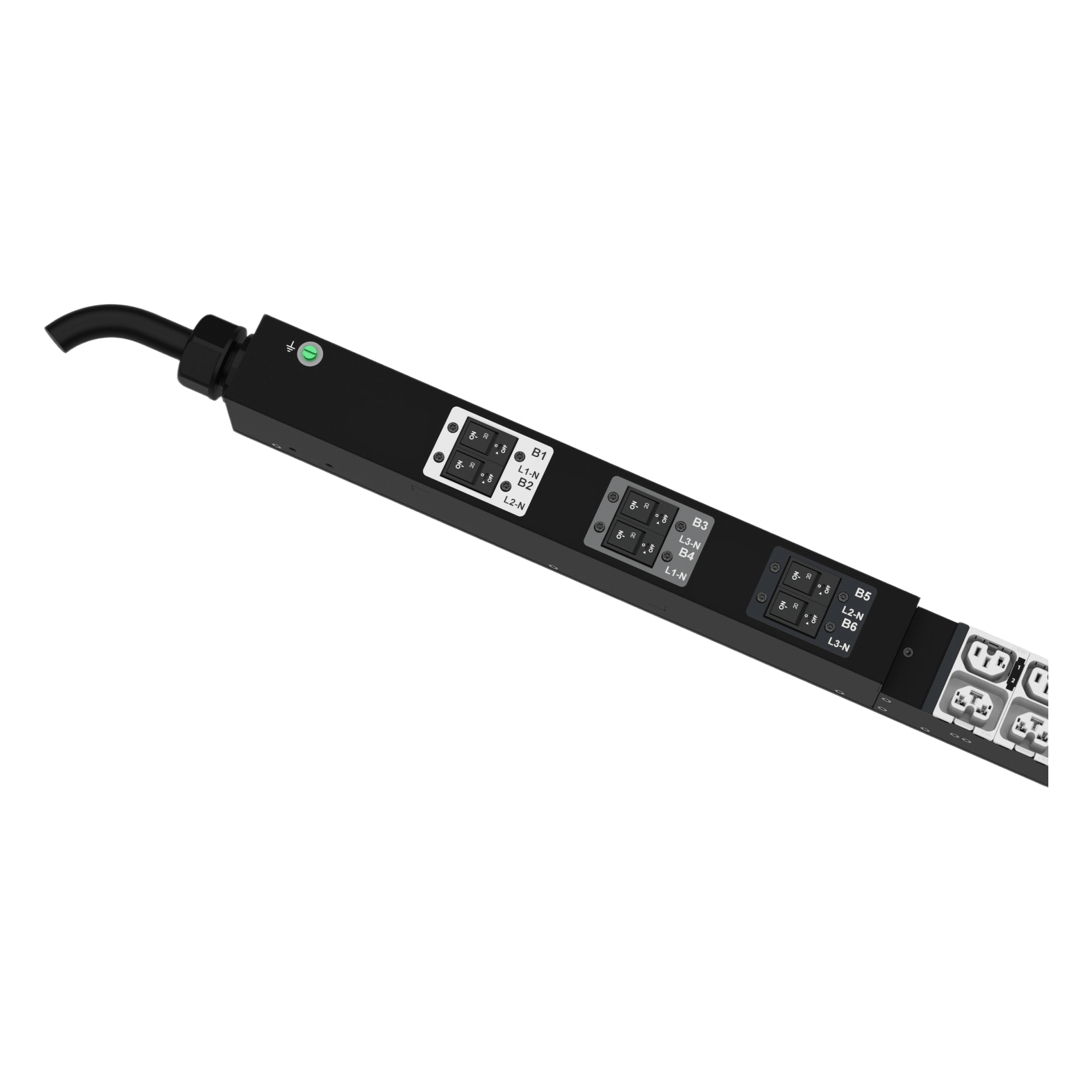 PDU Monitoreable y Switchable / 48 Salidas C13/C15/C19/C21 / Entrada IEC 60309 3P+N+E 6h 30A/32A / 240 Vca / Instalación Vertical