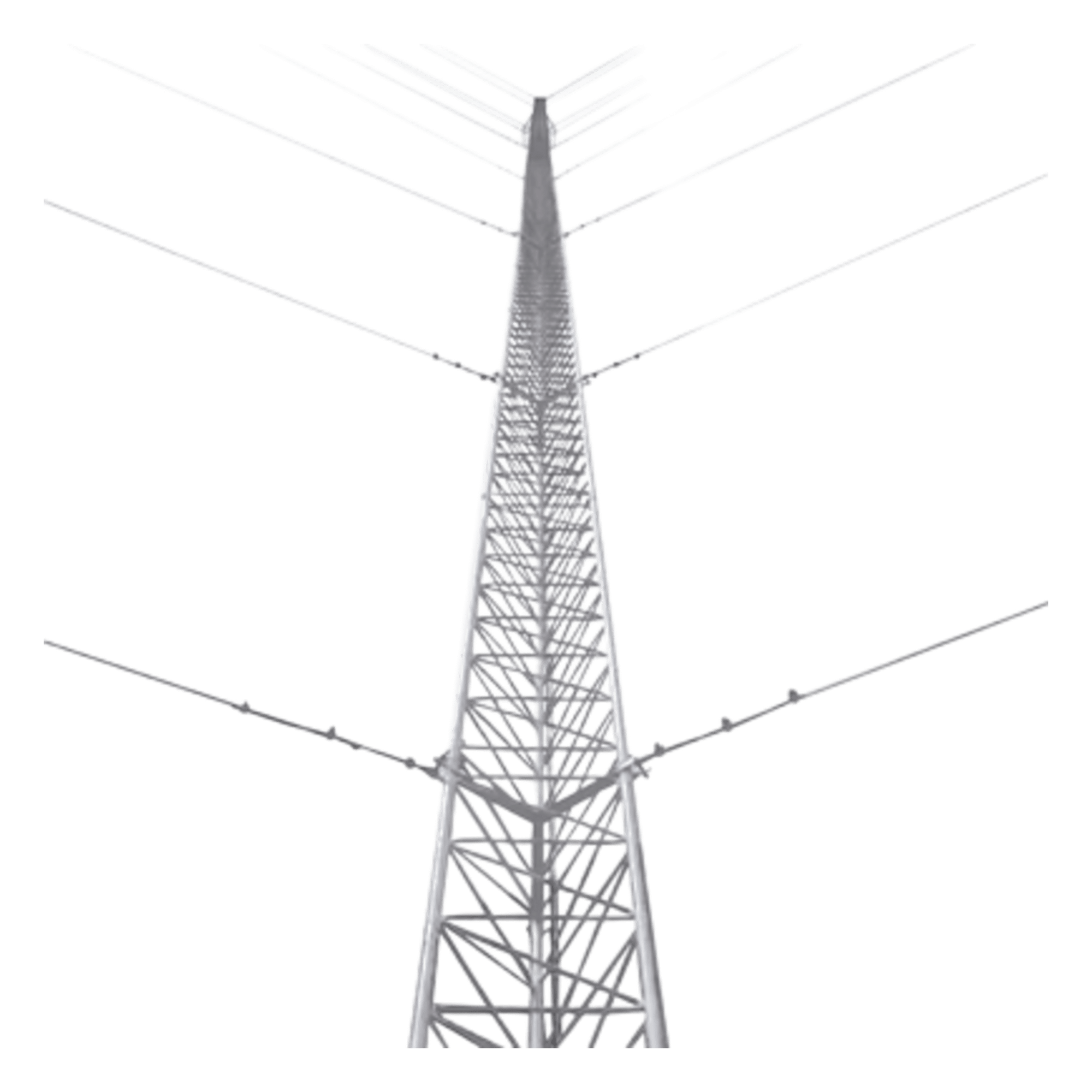 Kit de Torre Arriostrada de Piso de 57 m Altura con Tramo STZ45G Galvanizado por Inmersión en Caliente. (No incluye retenida). — SYSCOM TOWERS · SKU KTZ-45G-057
